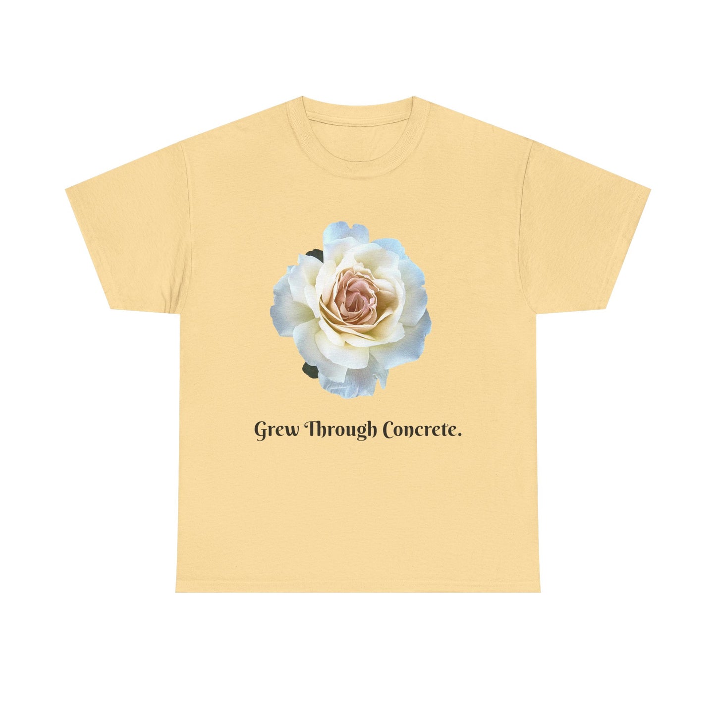 Grew Through Concrete Tee | Inspirational Unisex Heavy Cotton T-Shirt, Casual Wear, Gift for Nature Lovers, Birthday, Motivational Apparel