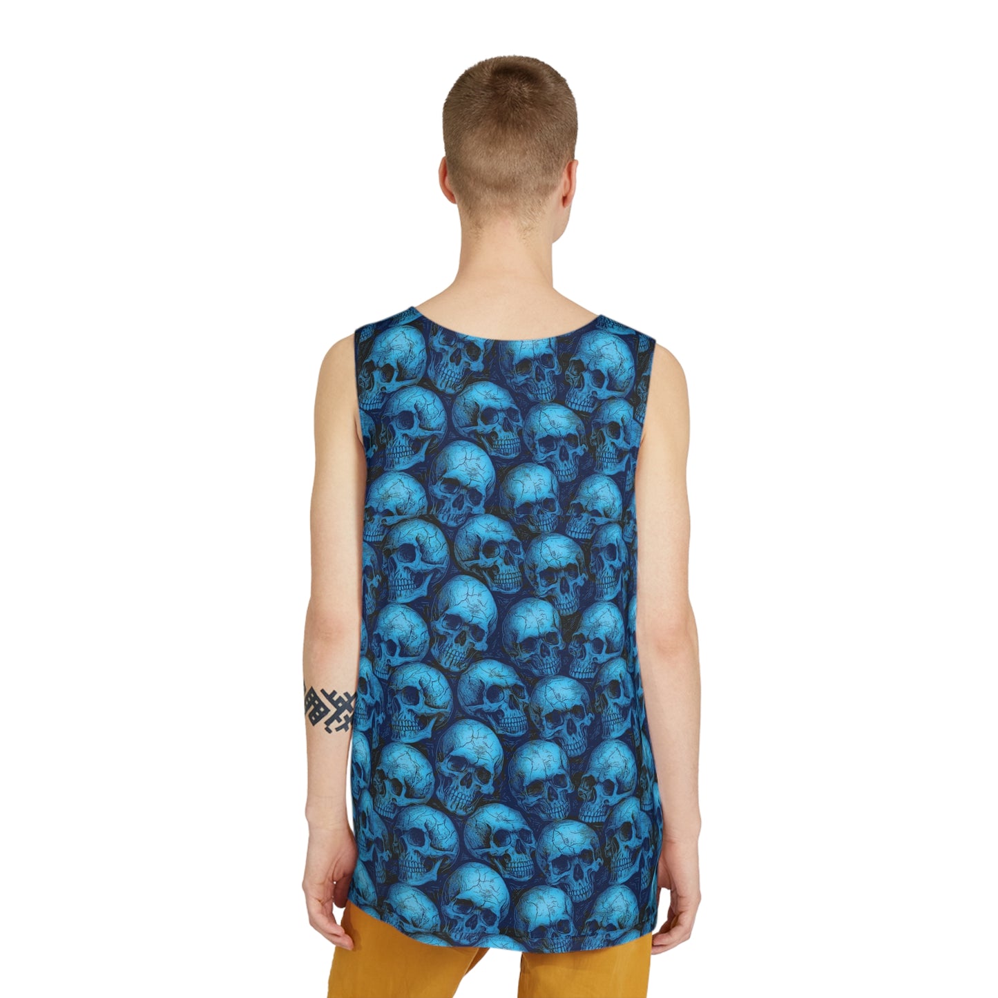 Edgy Skull Print Men's Tank Top, Cool Summer Wear, Festival Outfit, Beach Tank, Alternative Style Apparel