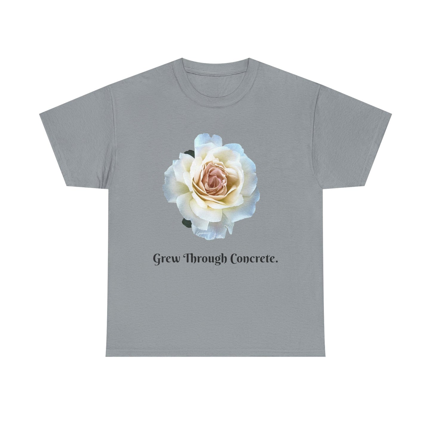 Grew Through Concrete Tee | Inspirational Unisex Heavy Cotton T-Shirt, Casual Wear, Gift for Nature Lovers, Birthday, Motivational Apparel