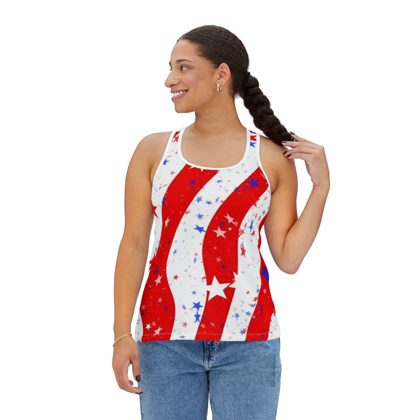 Patriotic Women's Tank Top, Summer Shirt, Independence Day Apparel, USA Flag Top, Holiday Outfit