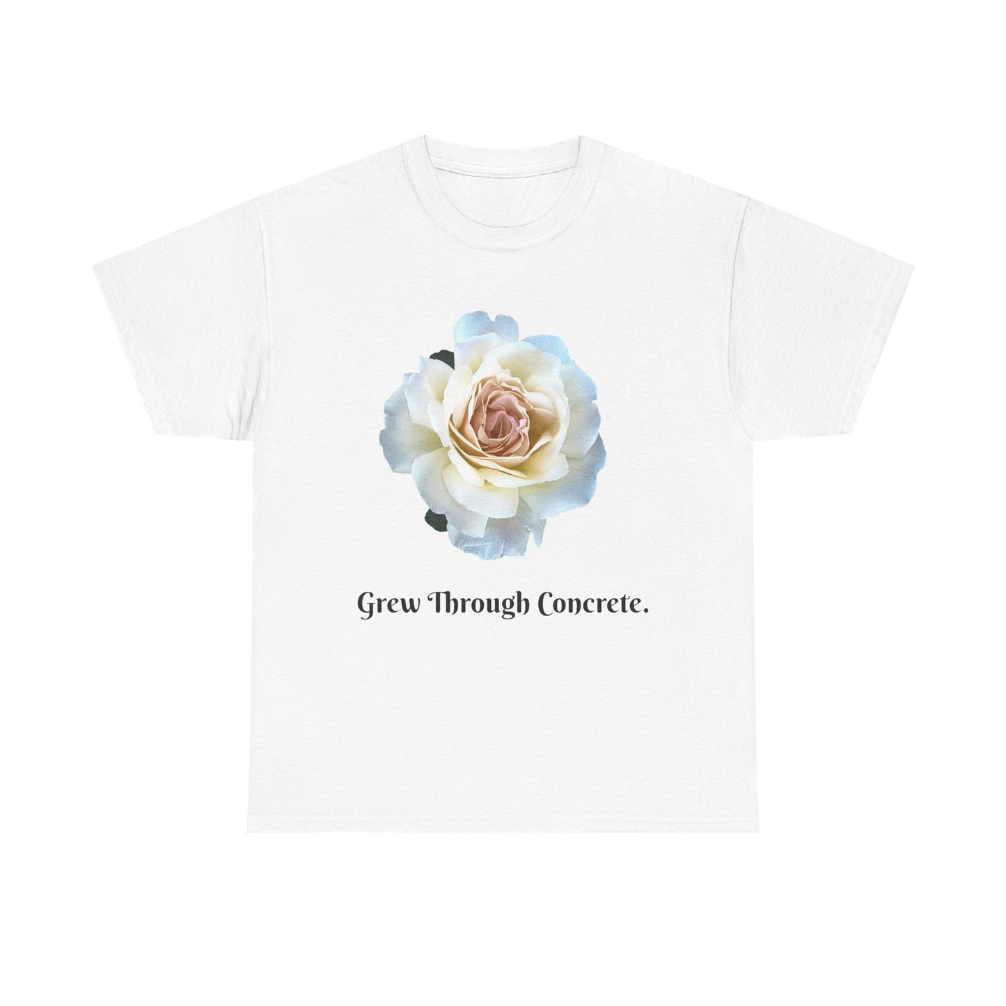 Grew Through Concrete Tee | Inspirational Unisex Heavy Cotton T-Shirt, Casual Wear, Gift for Nature Lovers, Birthday, Motivational Apparel