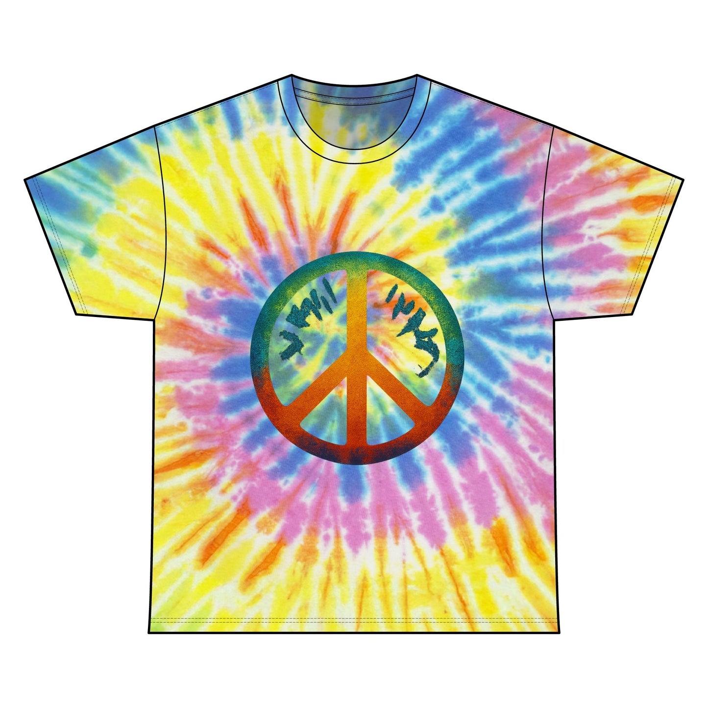 Peace Sign Tie Dye Tee, Unisex Tie Dye Cotton Shirt, Bohemian Style Tee, Festival Wear, Vintage Vibe T-Shirt