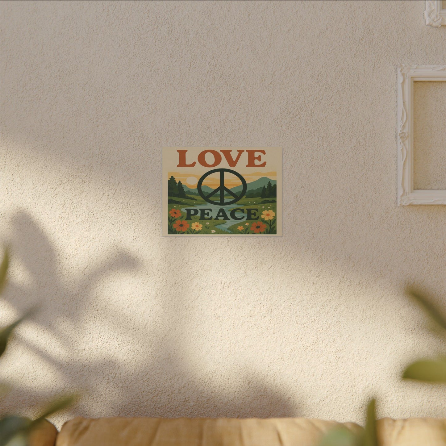 Peace Love Canvas Art, Boho Wall Decor, Nature Print, Retro Home Decor, Gift for Him/Her, Inspiring Art for Livspaces