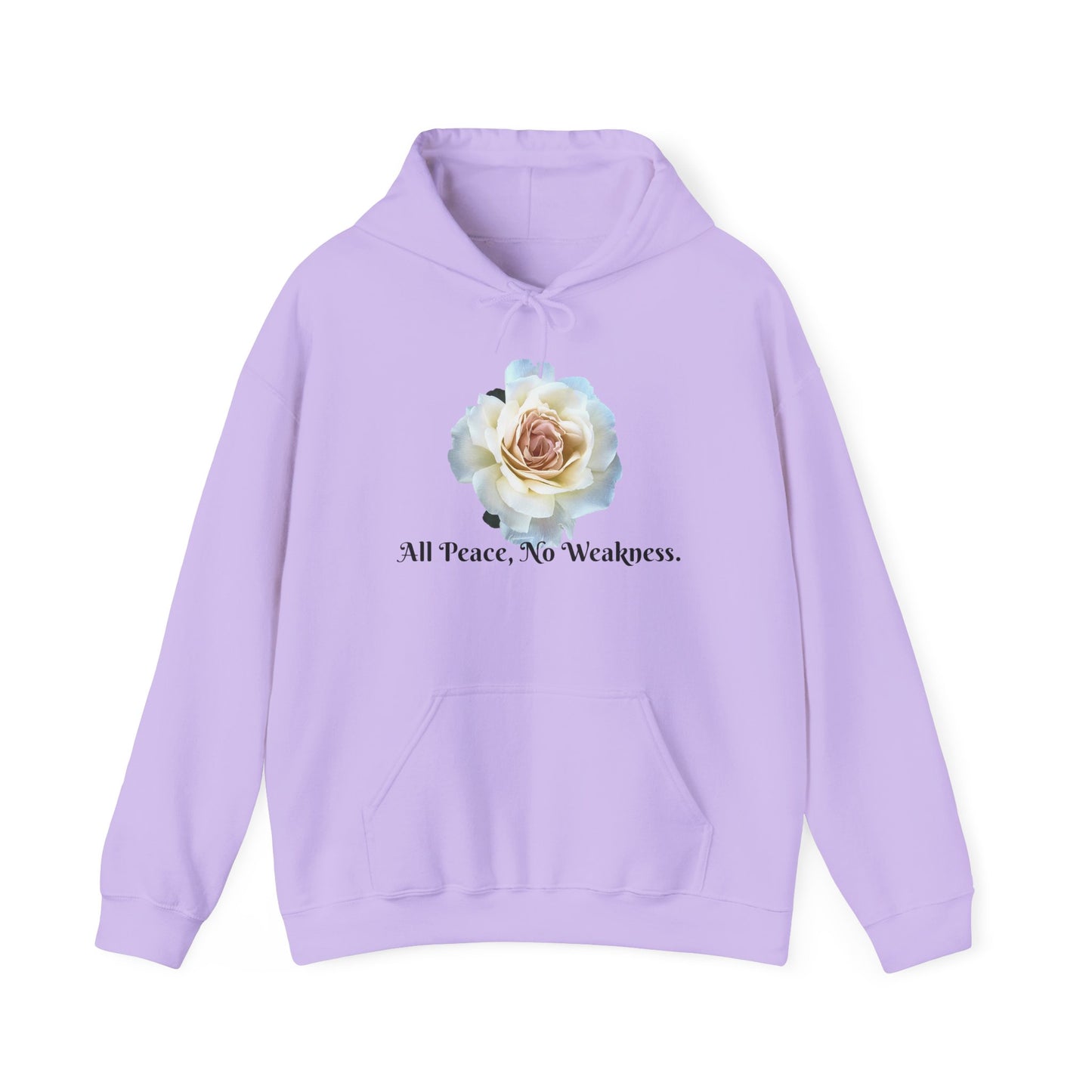 Unisex Floral Hoodie with ‘All Peace, No Weakness’ Quote, Cozy Sweatshirt, Gift for Friends, Inspirational Apparel, Lounge Wear
