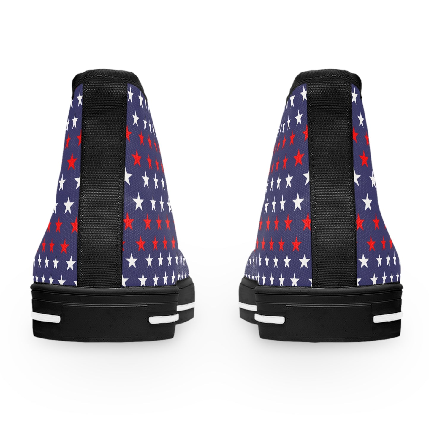 Patriotic Star Print High Top Sneakers for Women | Trendy Casual Footwear, Independence Day Shoes, Memorial Day Sneakers, Customizable Style