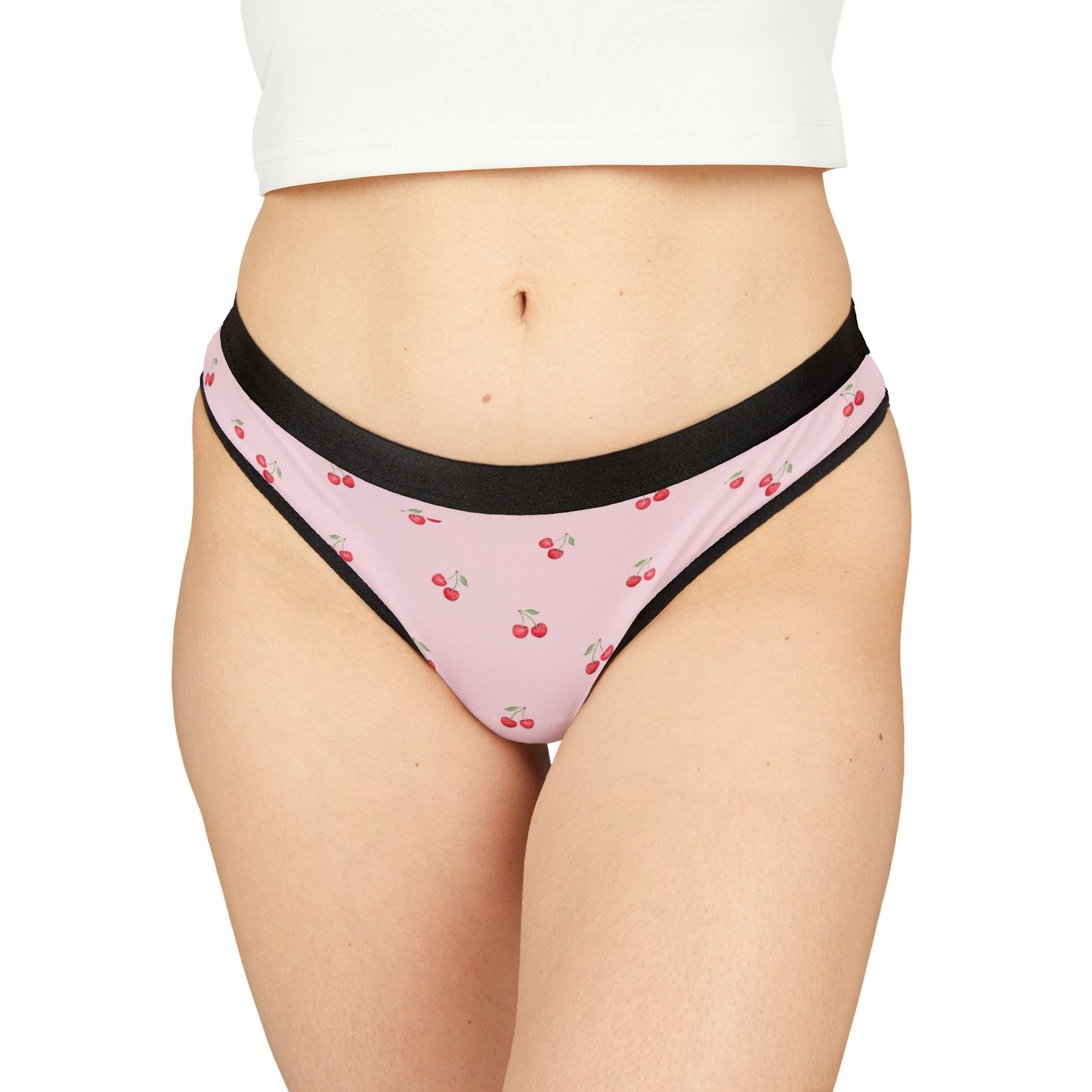 Cherry Blossom Women's Thongs, Cute Underwear, AOP Panties, Sweet Lingerie, Valentine's Day Gift, Everyday Comfort
