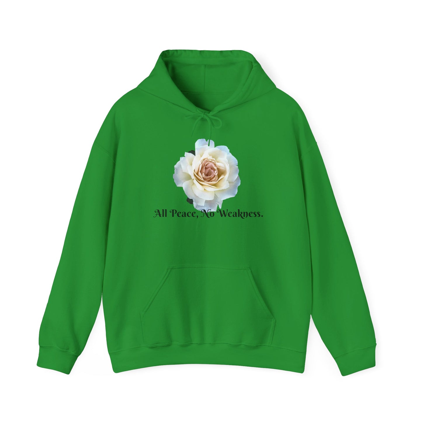 Unisex Floral Hoodie with ‘All Peace, No Weakness’ Quote, Cozy Sweatshirt, Gift for Friends, Inspirational Apparel, Lounge Wear