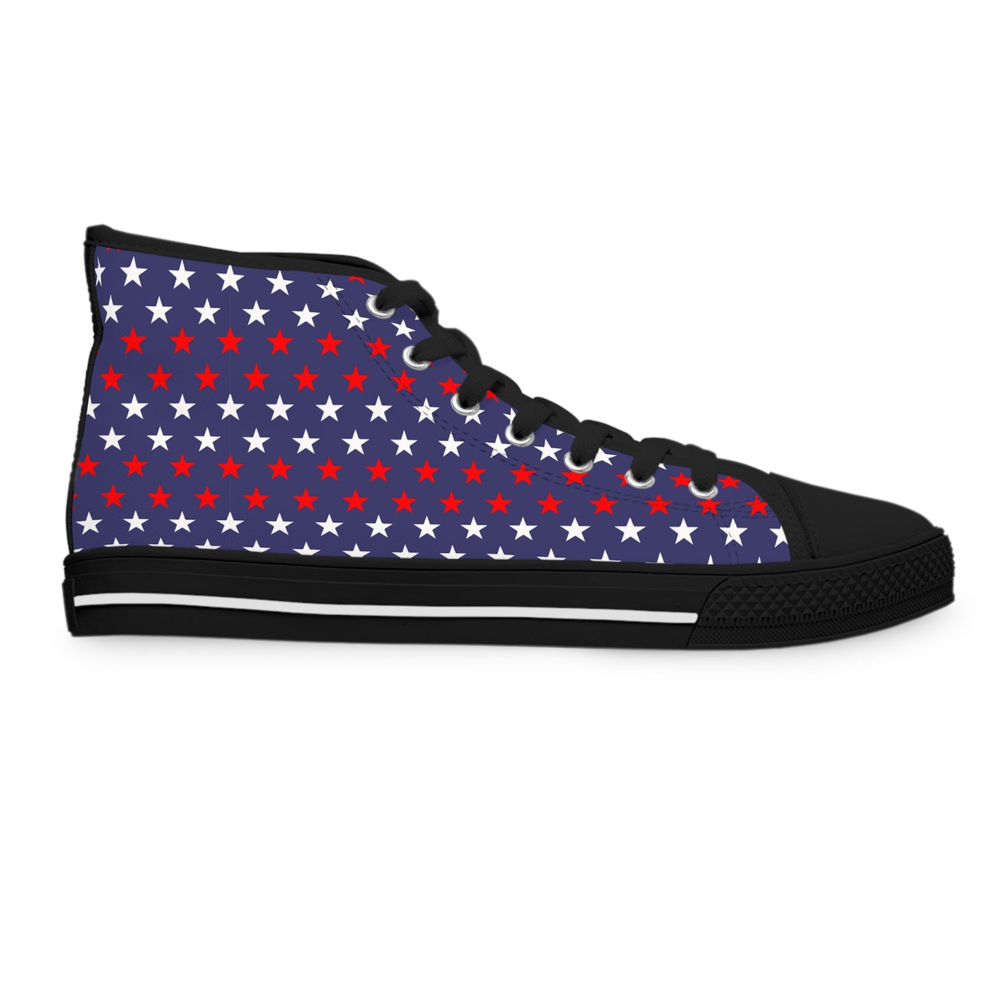 Patriotic Star Print High Top Sneakers for Women | Trendy Casual Footwear, Independence Day Shoes, Memorial Day Sneakers, Customizable Style