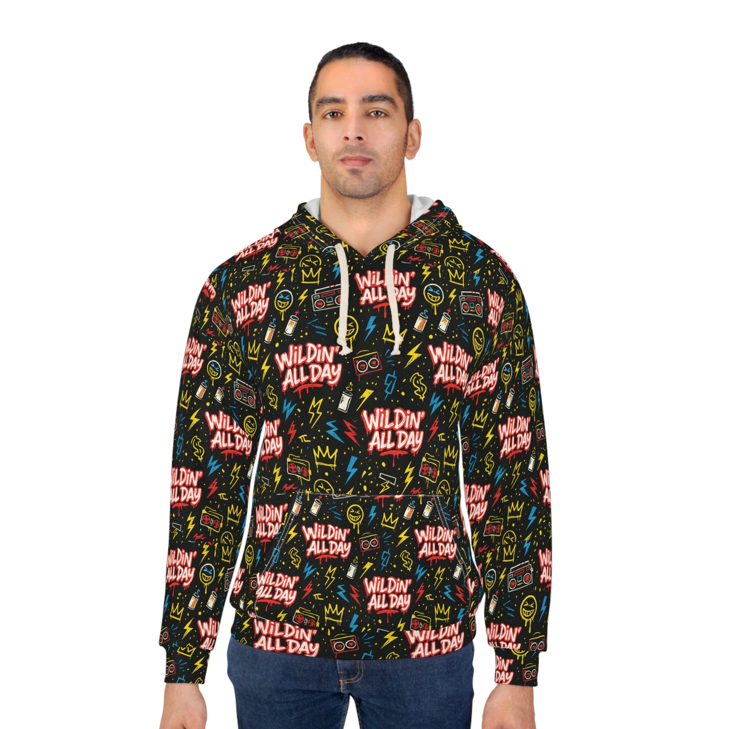 Vibrant Graphic Hoodie, Stylish Unisex Pullover, Cozy Streetwear, Perfect Gift, Wildin All Day Design