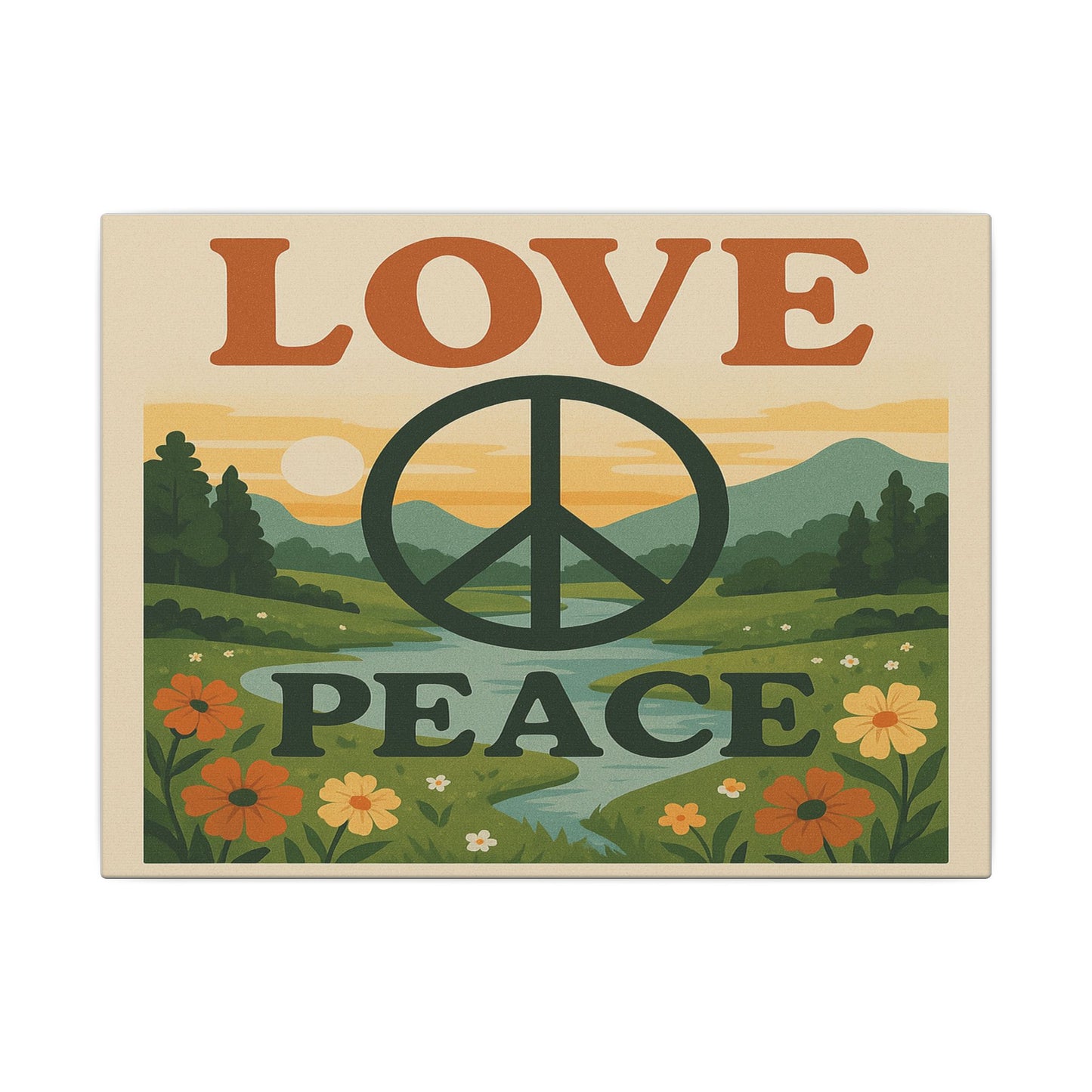 Peace Love Canvas Art, Boho Wall Decor, Nature Print, Retro Home Decor, Gift for Him/Her, Inspiring Art for Livspaces