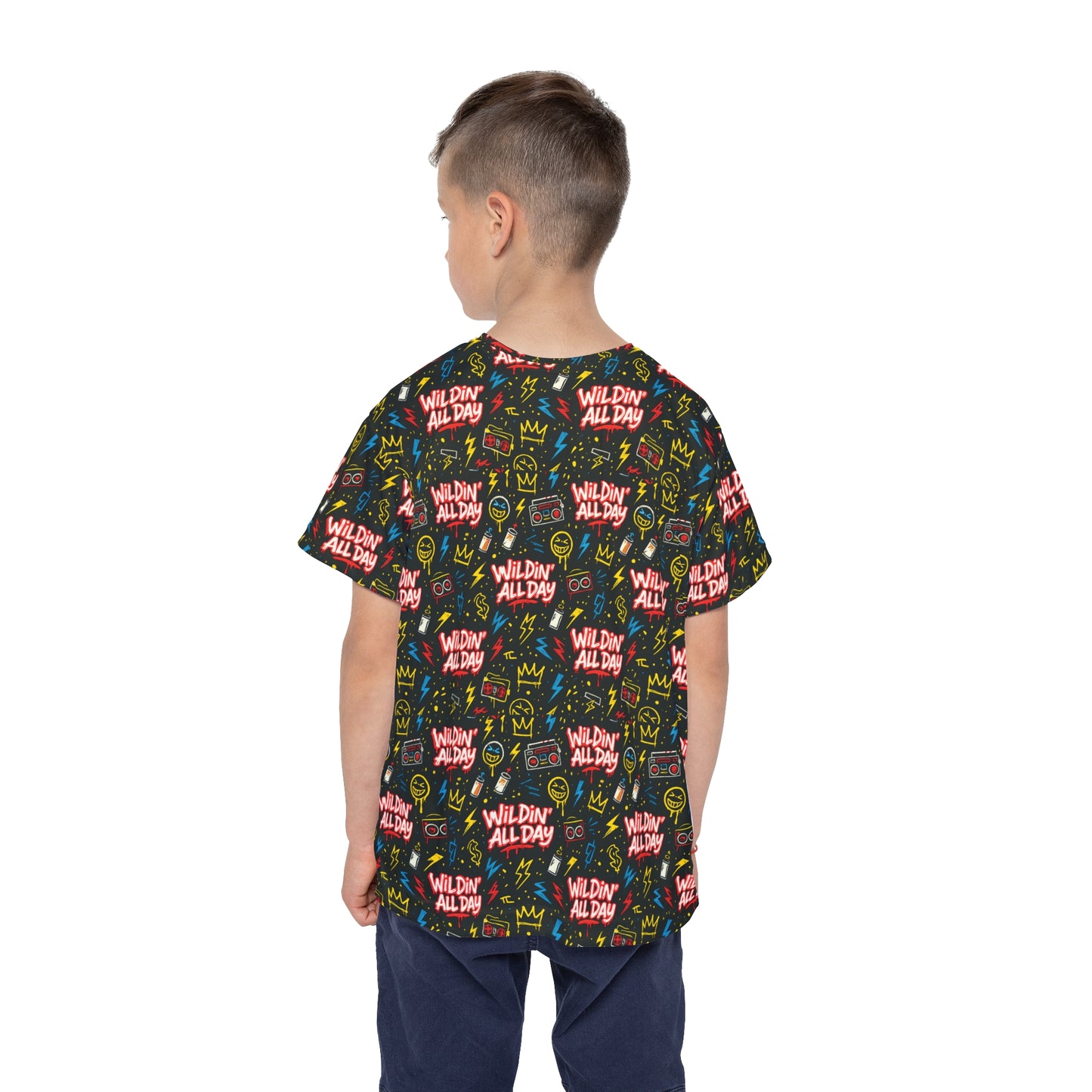 Kids Wildin' All Day Sports Jersey - Fun Sports Tee for Active Kids, Perfect for Birthdays, Sports Events, Playdates, and Summer Activities