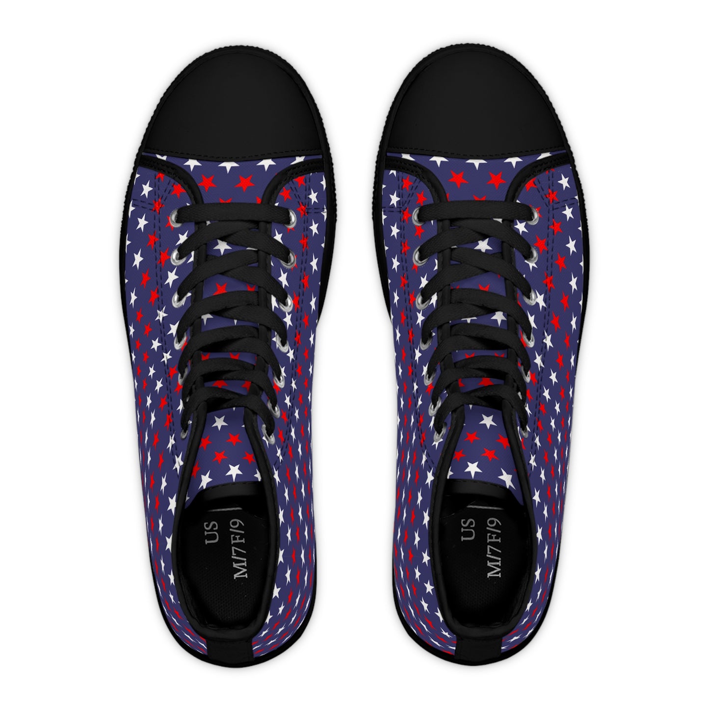Patriotic Star Print High Top Sneakers for Women | Trendy Casual Footwear, Independence Day Shoes, Memorial Day Sneakers, Customizable Style
