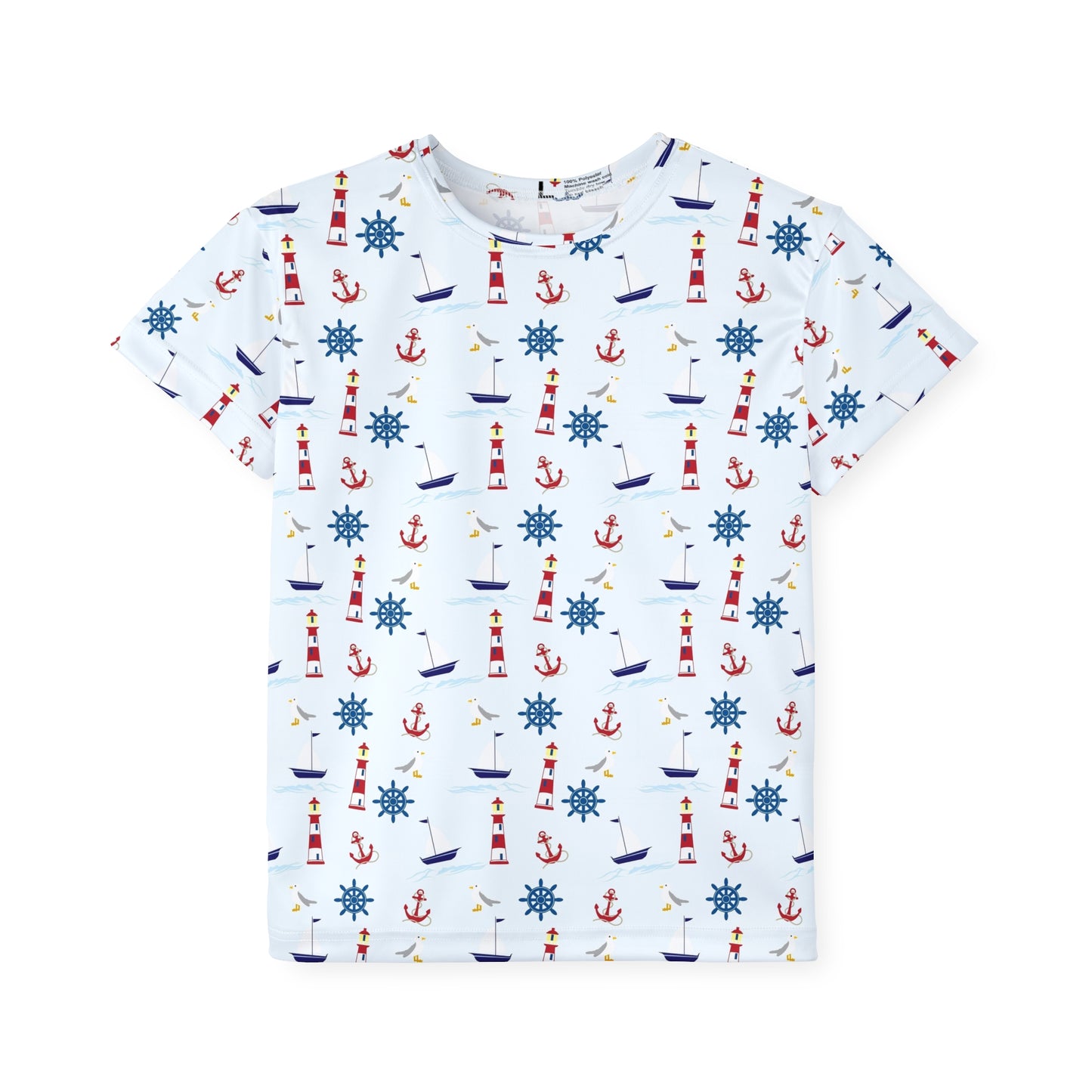 Nautical Kids Sports Jersey, Summer Playwear, Children's Casual Tee, Anchor Print Shirt, Beach Theme Outfit, Fun Gift for Kids