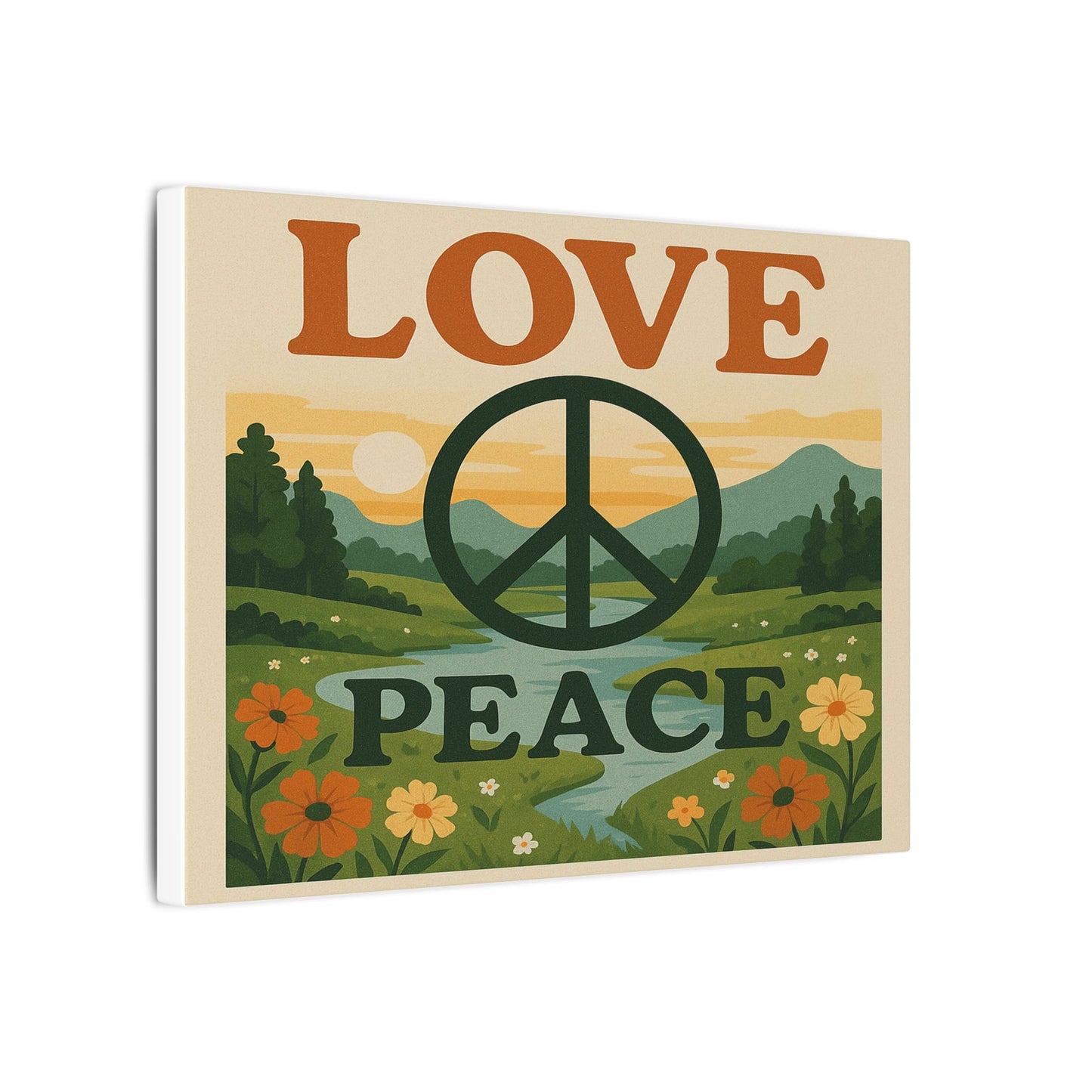Peace Love Canvas Art, Boho Wall Decor, Nature Print, Retro Home Decor, Gift for Him/Her, Inspiring Art for Livspaces