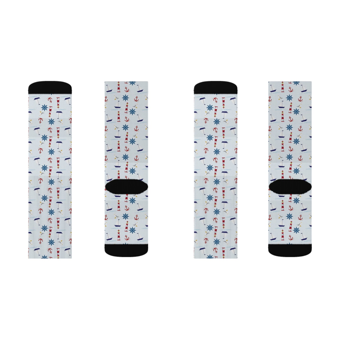 Nautical Sublimation Socks - Cozy Beach-Themed Footwear, Perfect for Summer Days, Gift for Him/Her, Casual Wear, Holiday Socks