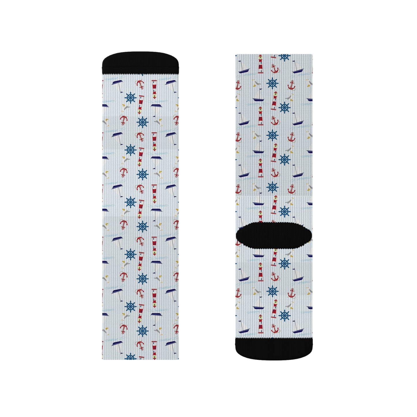 Nautical Sublimation Socks - Cozy Beach-Themed Footwear, Perfect for Summer Days, Gift for Him/Her, Casual Wear, Holiday Socks