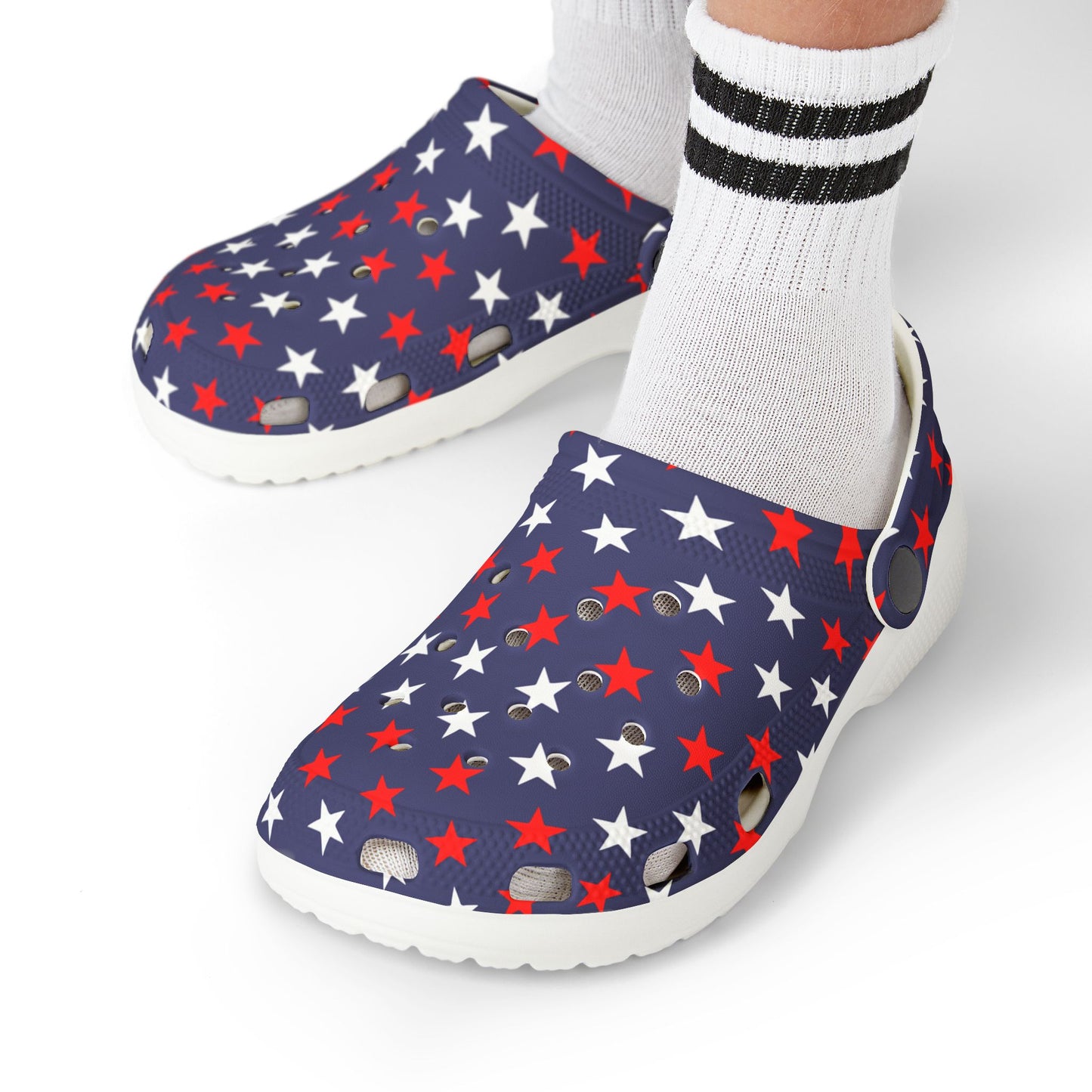 Patriotic Kid's EVA Foam Clogs, Colorful Starry Clogs for Play, Summer Sandals, Holiday Footwear, Kid's Garden Shoes