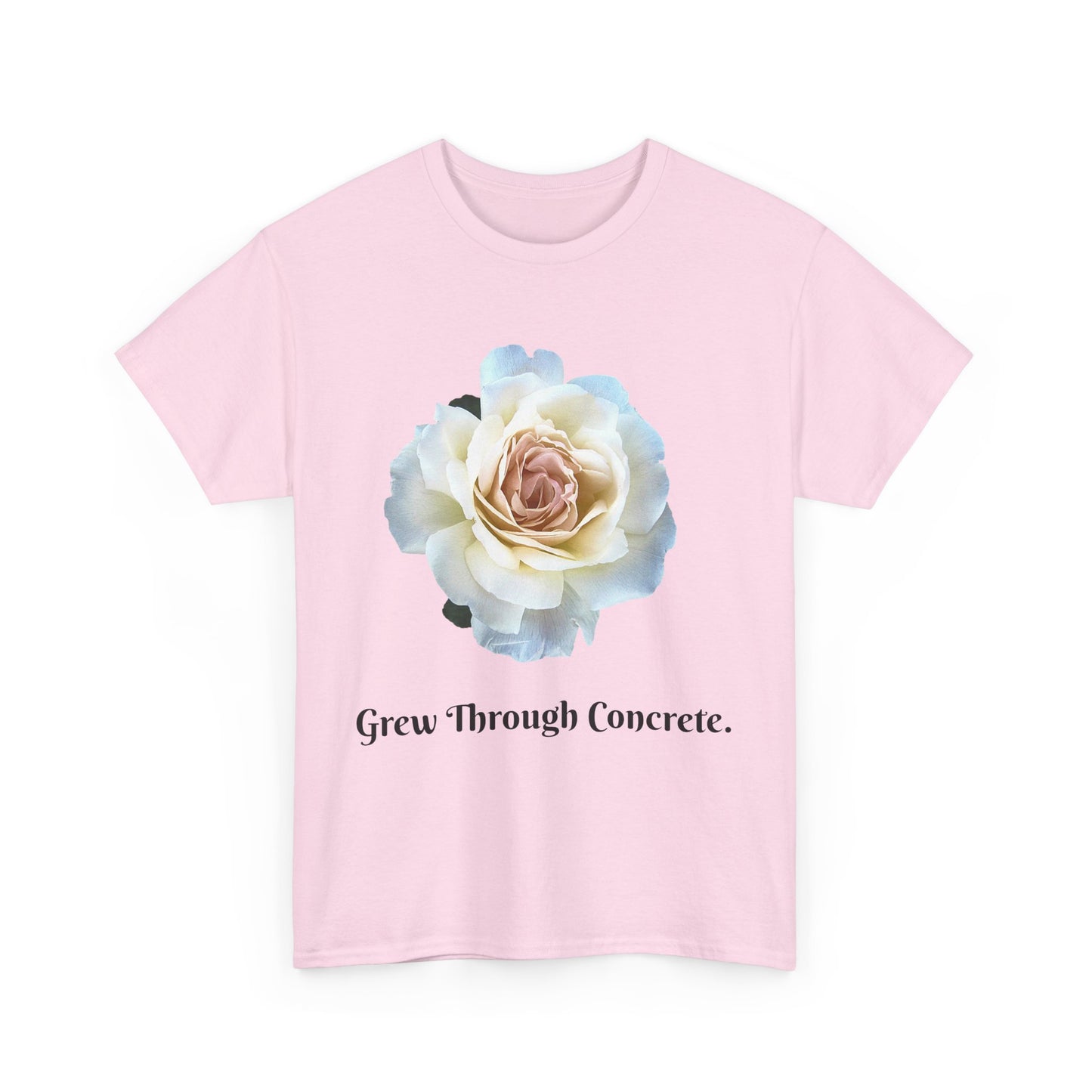 Grew Through Concrete Tee | Inspirational Unisex Heavy Cotton T-Shirt, Casual Wear, Gift for Nature Lovers, Birthday, Motivational Apparel