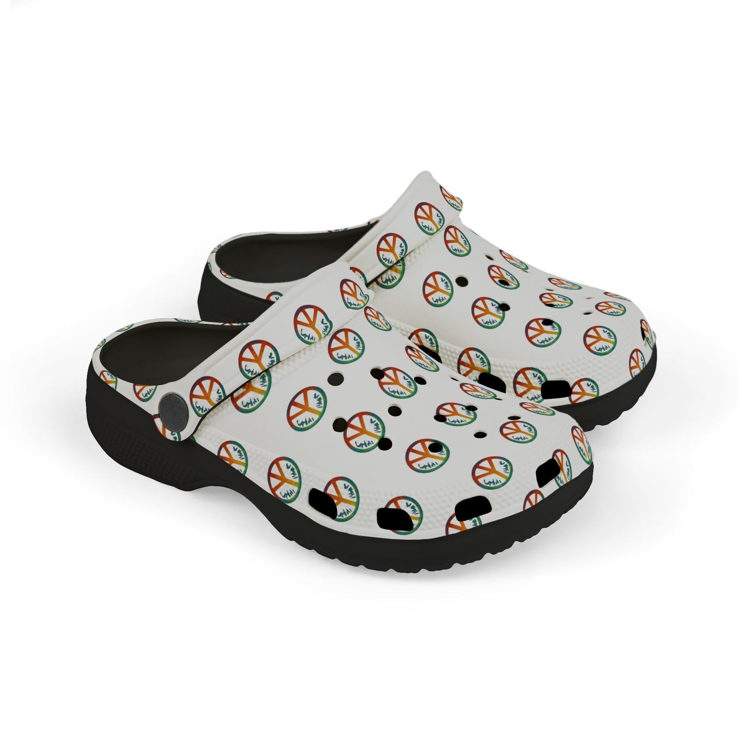 Kid's Peace Print EVA Foam Clogs, Fun Summer Footwear, Kids' Garden Shoes, Playtime Slip-Ons, Ideal for Beach and Pool