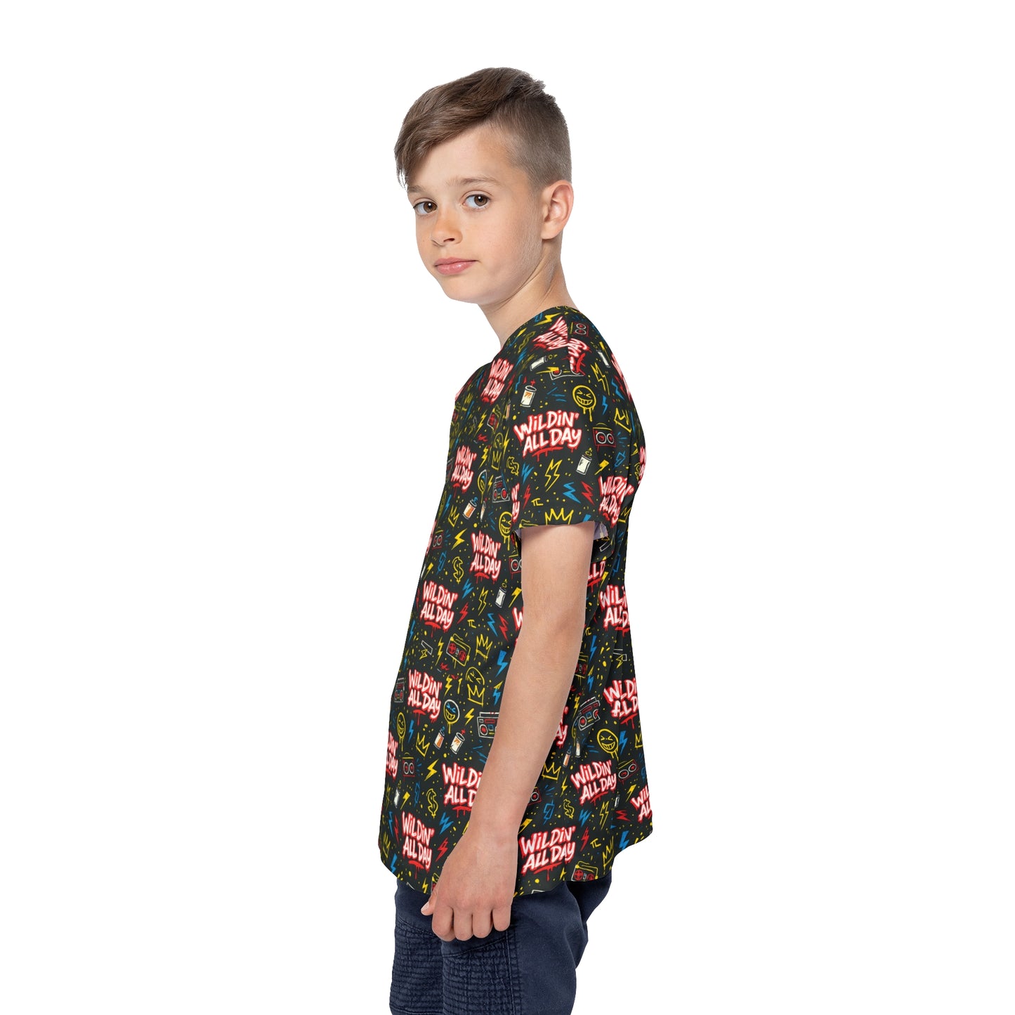 Kids Wildin' All Day Sports Jersey - Fun Sports Tee for Active Kids, Perfect for Birthdays, Sports Events, Playdates, and Summer Activities