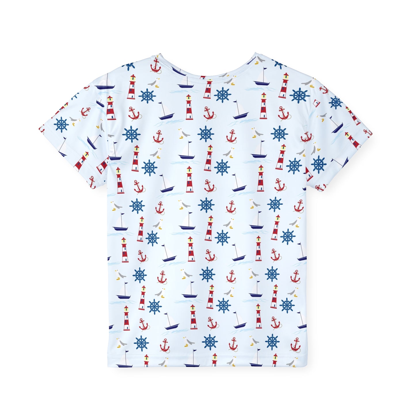 Nautical Kids Sports Jersey, Summer Playwear, Children's Casual Tee, Anchor Print Shirt, Beach Theme Outfit, Fun Gift for Kids