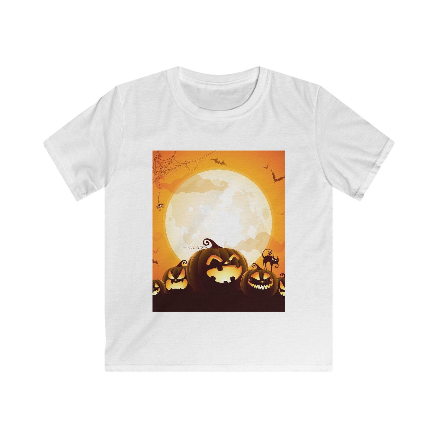 Halloween Pumpkin Kids Softstyle Tee, Halloween T-Shirt, Kids Costume Shirt, Pumpkin Shirt, Festive Kids Apparel, Autumn Wear