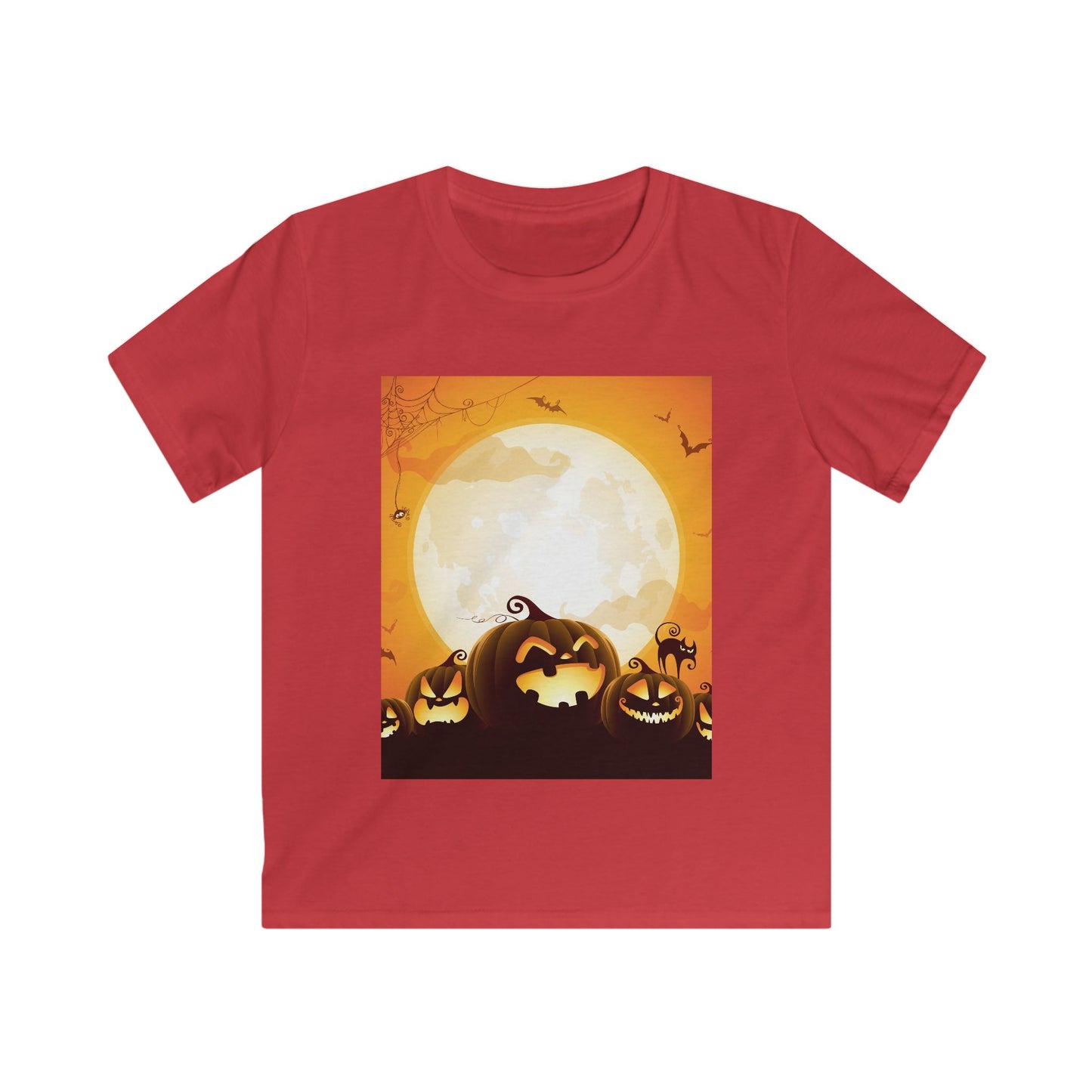 Halloween Pumpkin Kids Softstyle Tee, Halloween T-Shirt, Kids Costume Shirt, Pumpkin Shirt, Festive Kids Apparel, Autumn Wear