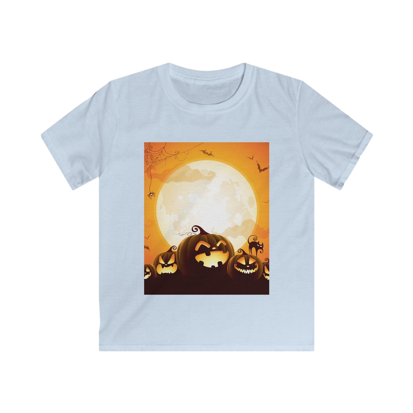 Halloween Pumpkin Kids Softstyle Tee, Halloween T-Shirt, Kids Costume Shirt, Pumpkin Shirt, Festive Kids Apparel, Autumn Wear
