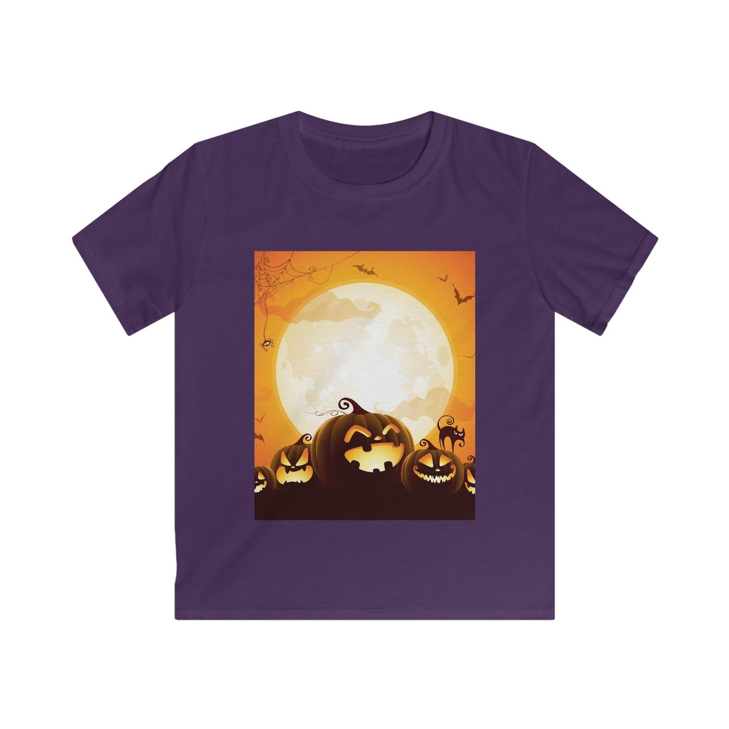 Halloween Pumpkin Kids Softstyle Tee, Halloween T-Shirt, Kids Costume Shirt, Pumpkin Shirt, Festive Kids Apparel, Autumn Wear