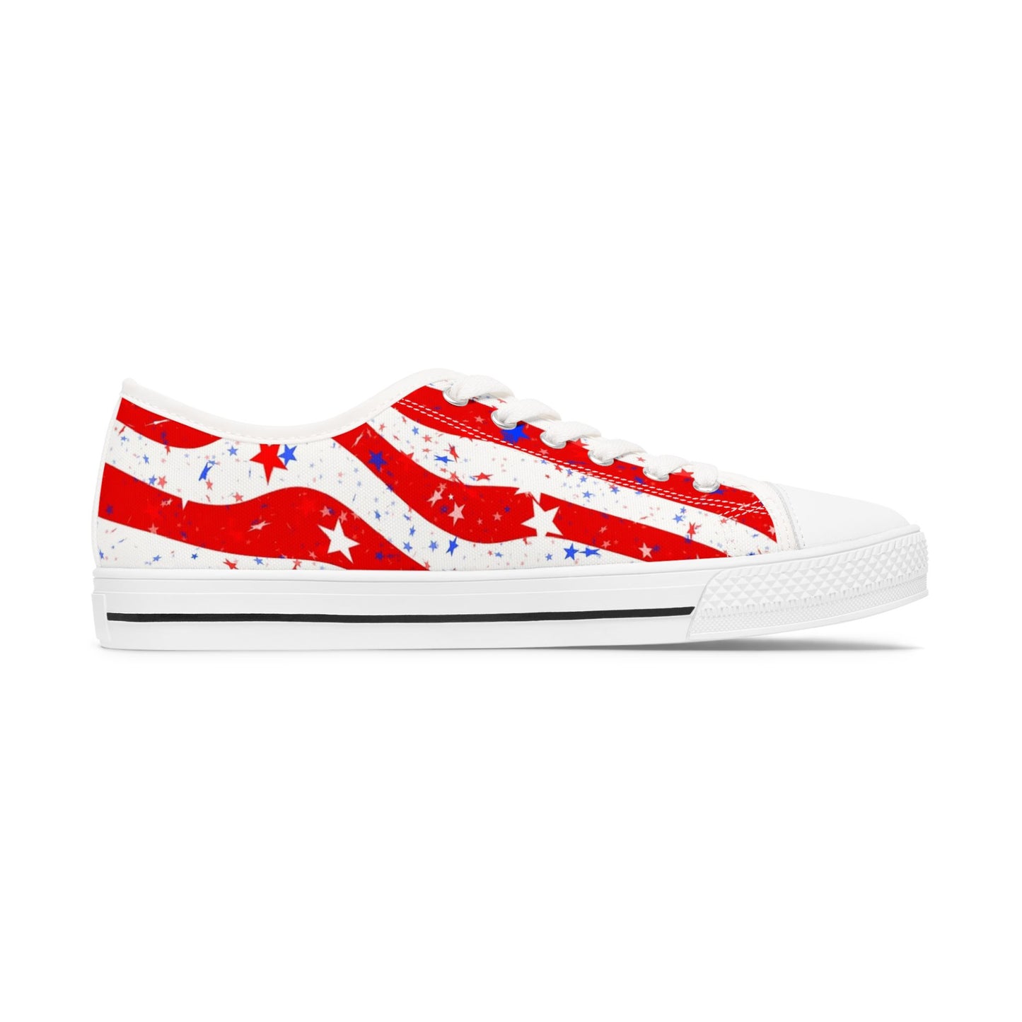 Patriotic Low Top Sneakers for Women, Comfortable Red White Blue Kicks, Ideal for 4th of July, Casual Everyday Wear, Festival Footwear