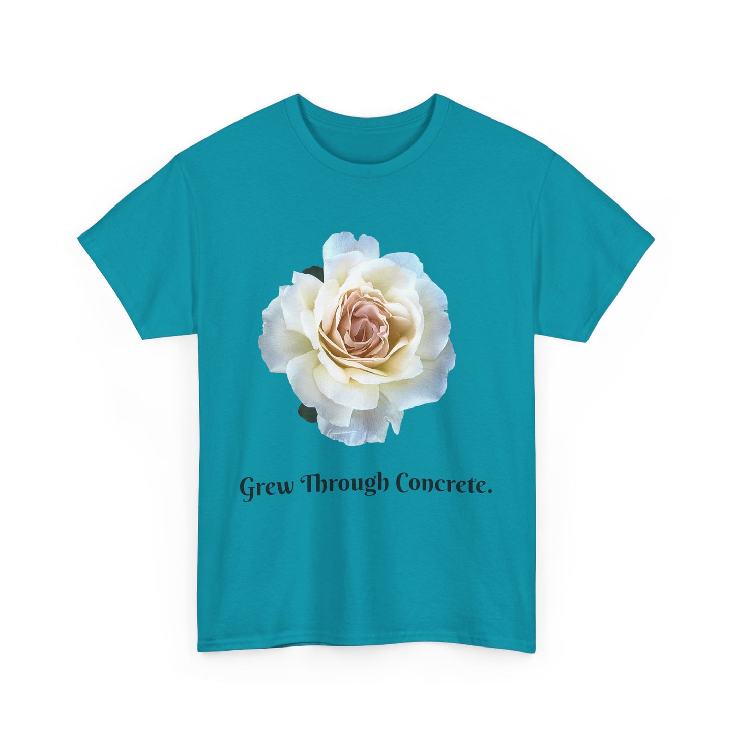 Grew Through Concrete Tee | Inspirational Unisex Heavy Cotton T-Shirt, Casual Wear, Gift for Nature Lovers, Birthday, Motivational Apparel