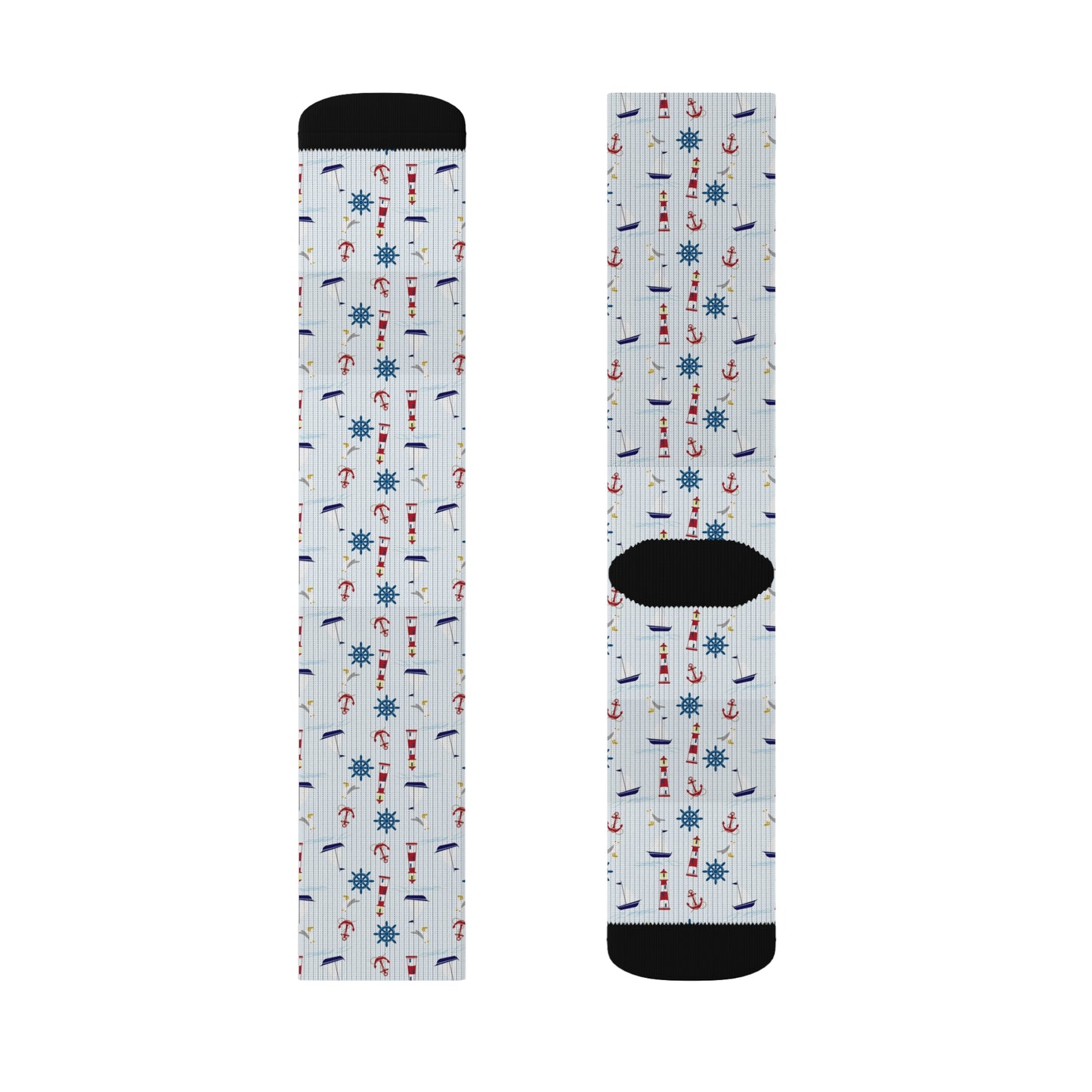 Nautical Sublimation Socks - Cozy Beach-Themed Footwear, Perfect for Summer Days, Gift for Him/Her, Casual Wear, Holiday Socks