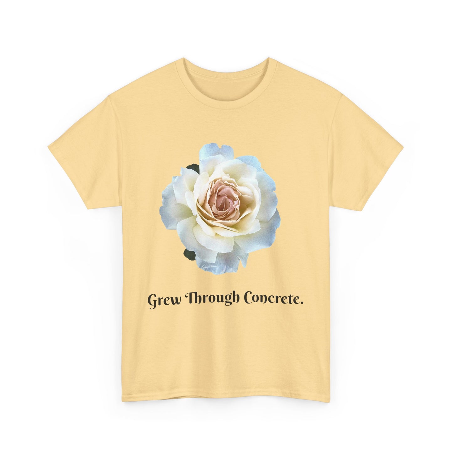 Grew Through Concrete Tee | Inspirational Unisex Heavy Cotton T-Shirt, Casual Wear, Gift for Nature Lovers, Birthday, Motivational Apparel