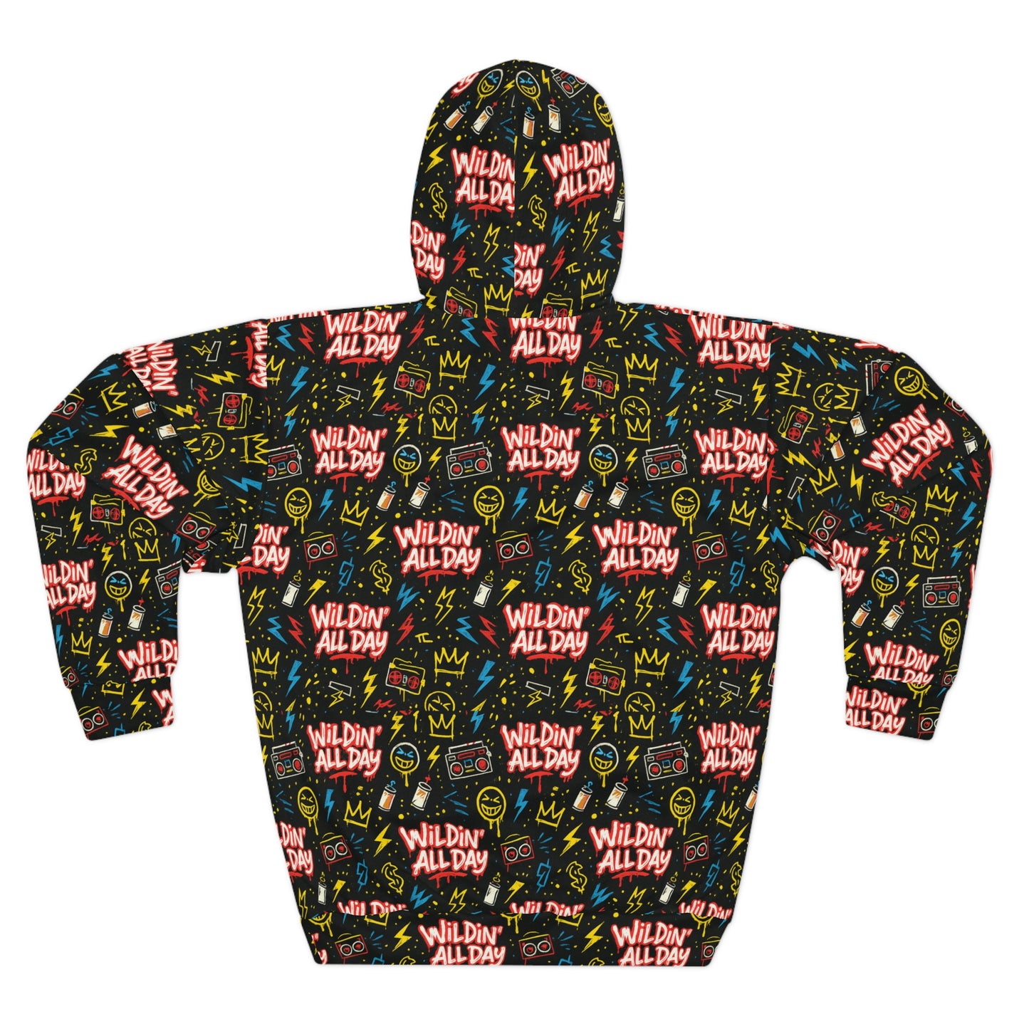 Vibrant Graphic Hoodie, Stylish Unisex Pullover, Cozy Streetwear, Perfect Gift, Wildin All Day Design