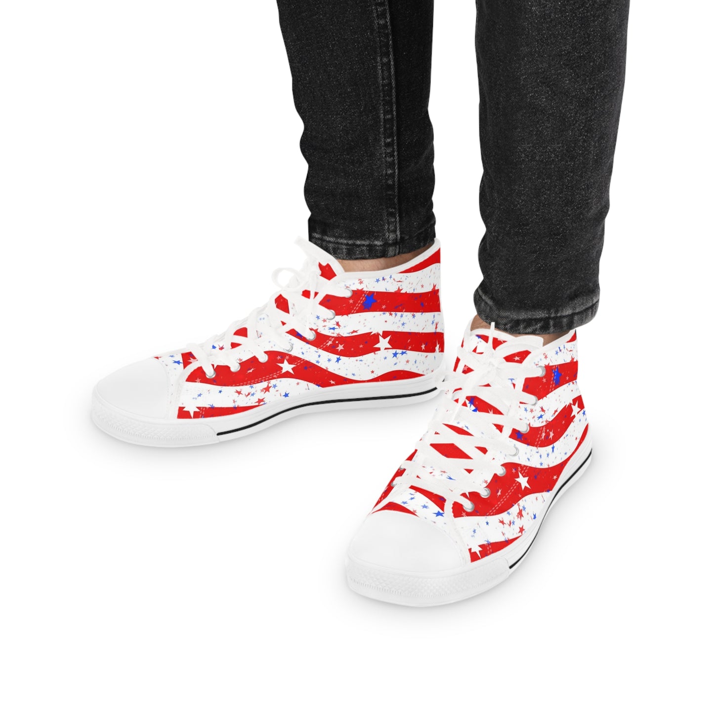 Patriotic High Top Sneakers | Independence Day Footwear, 4th of July Shoes, Red White Blue Sneakers, Summer Style, Casual Sneakers