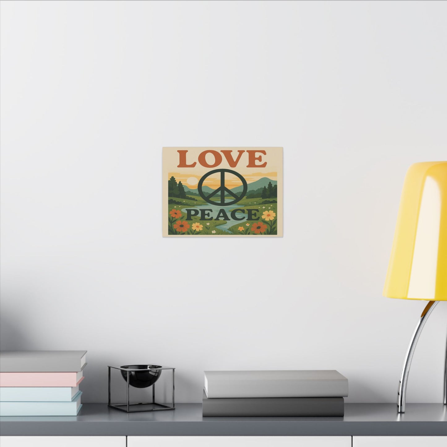 Peace Love Canvas Art, Boho Wall Decor, Nature Print, Retro Home Decor, Gift for Him/Her, Inspiring Art for Livspaces