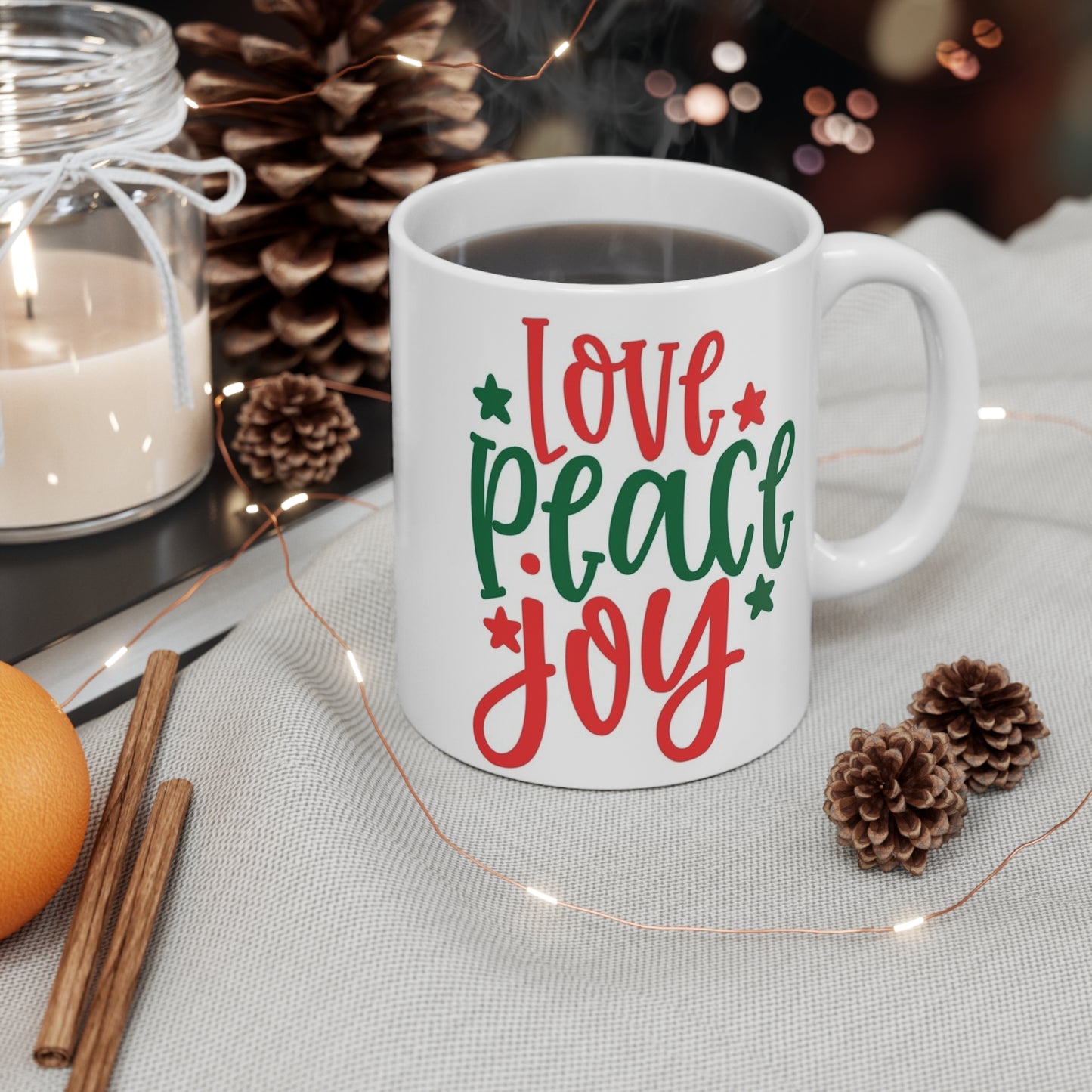 Love Peace Joy Holiday Mug