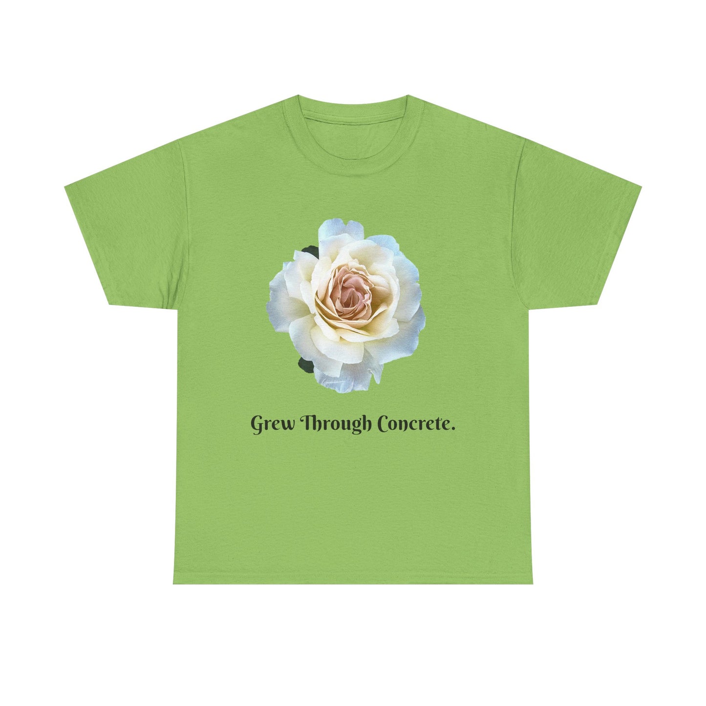 Grew Through Concrete Tee | Inspirational Unisex Heavy Cotton T-Shirt, Casual Wear, Gift for Nature Lovers, Birthday, Motivational Apparel