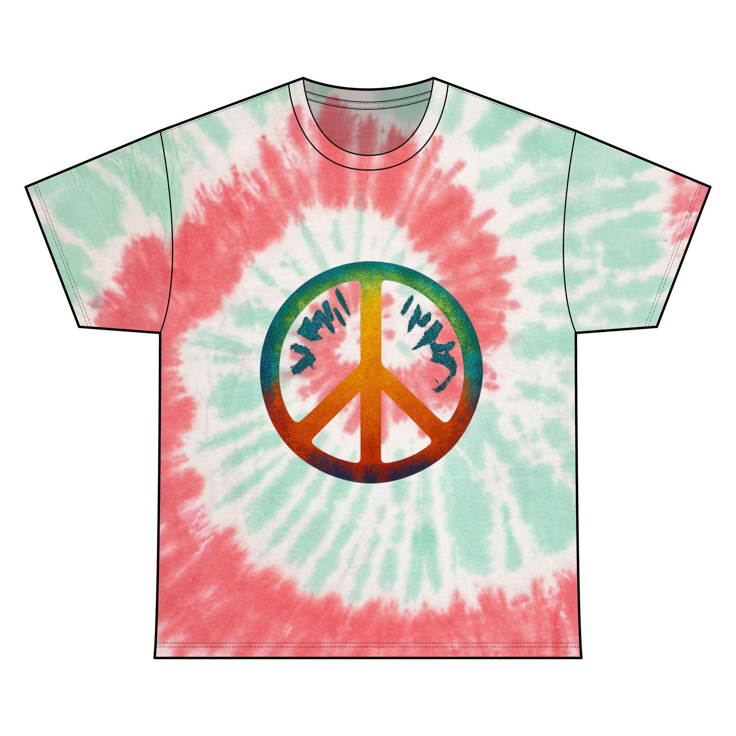 Peace Sign Tie Dye Tee, Unisex Tie Dye Cotton Shirt, Bohemian Style Tee, Festival Wear, Vintage Vibe T-Shirt