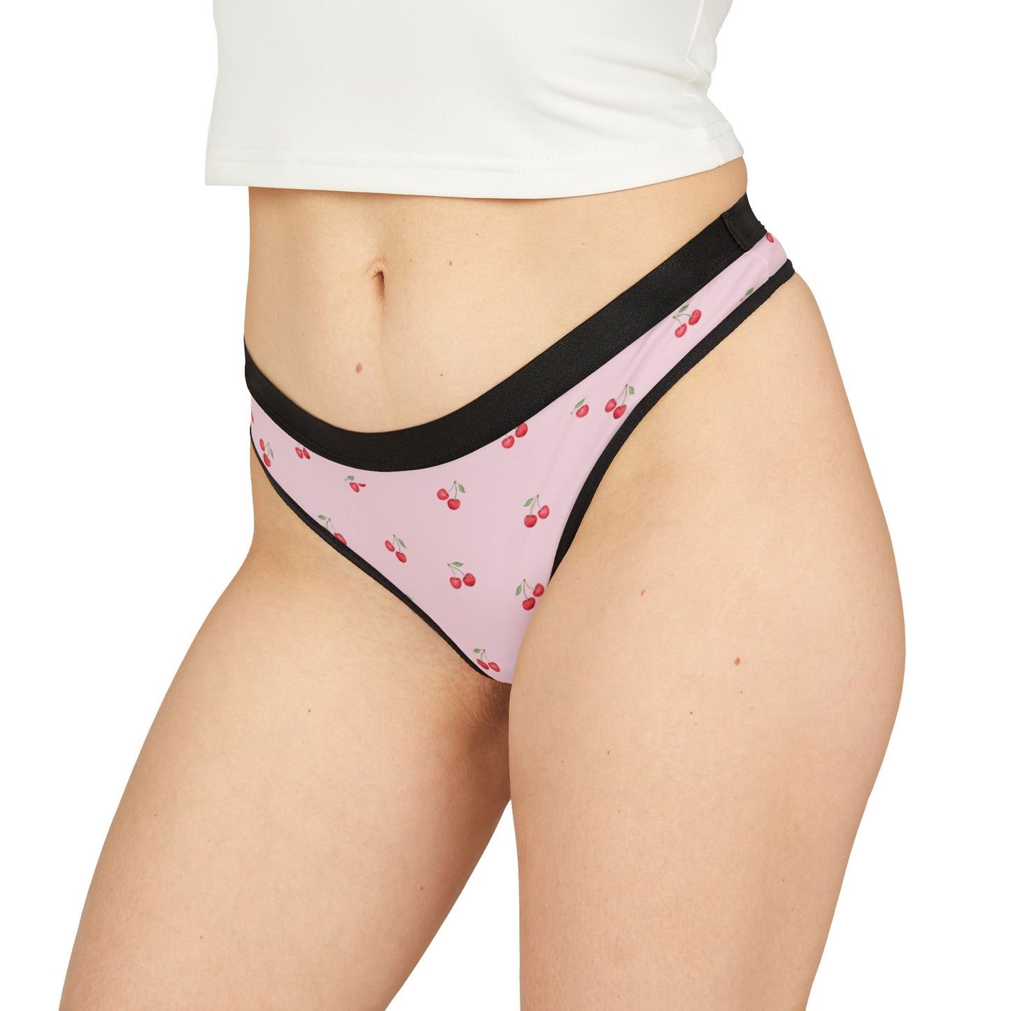 Cherry Blossom Women's Thongs, Cute Underwear, AOP Panties, Sweet Lingerie, Valentine's Day Gift, Everyday Comfort