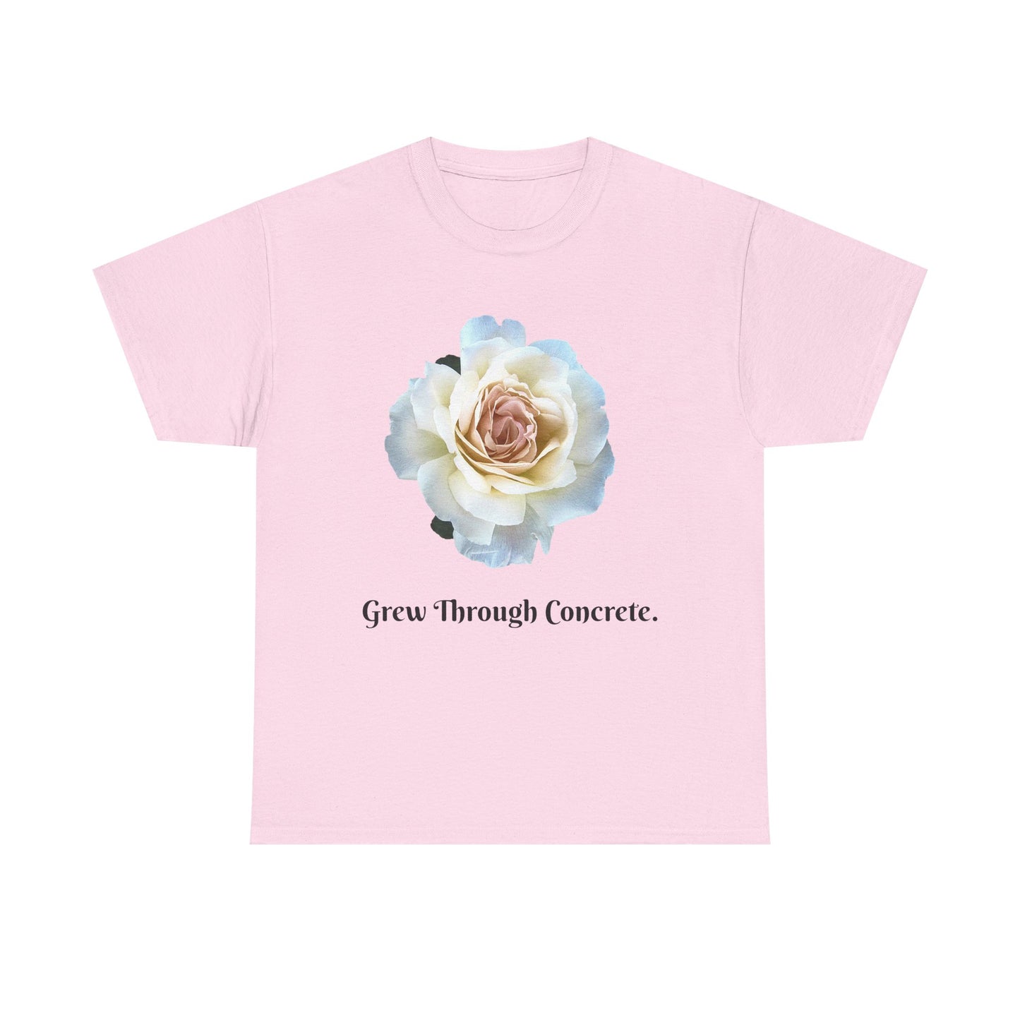 Grew Through Concrete Tee | Inspirational Unisex Heavy Cotton T-Shirt, Casual Wear, Gift for Nature Lovers, Birthday, Motivational Apparel