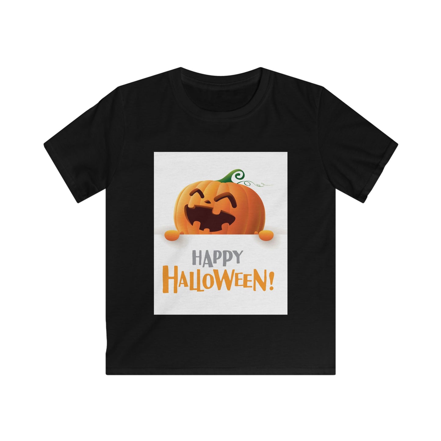 Halloween Kids Softstyle Tee, Fun Pumpkin T-Shirt, Kids Halloween Costume, Trick or Treat Shirt, Spooky Festive Apparel