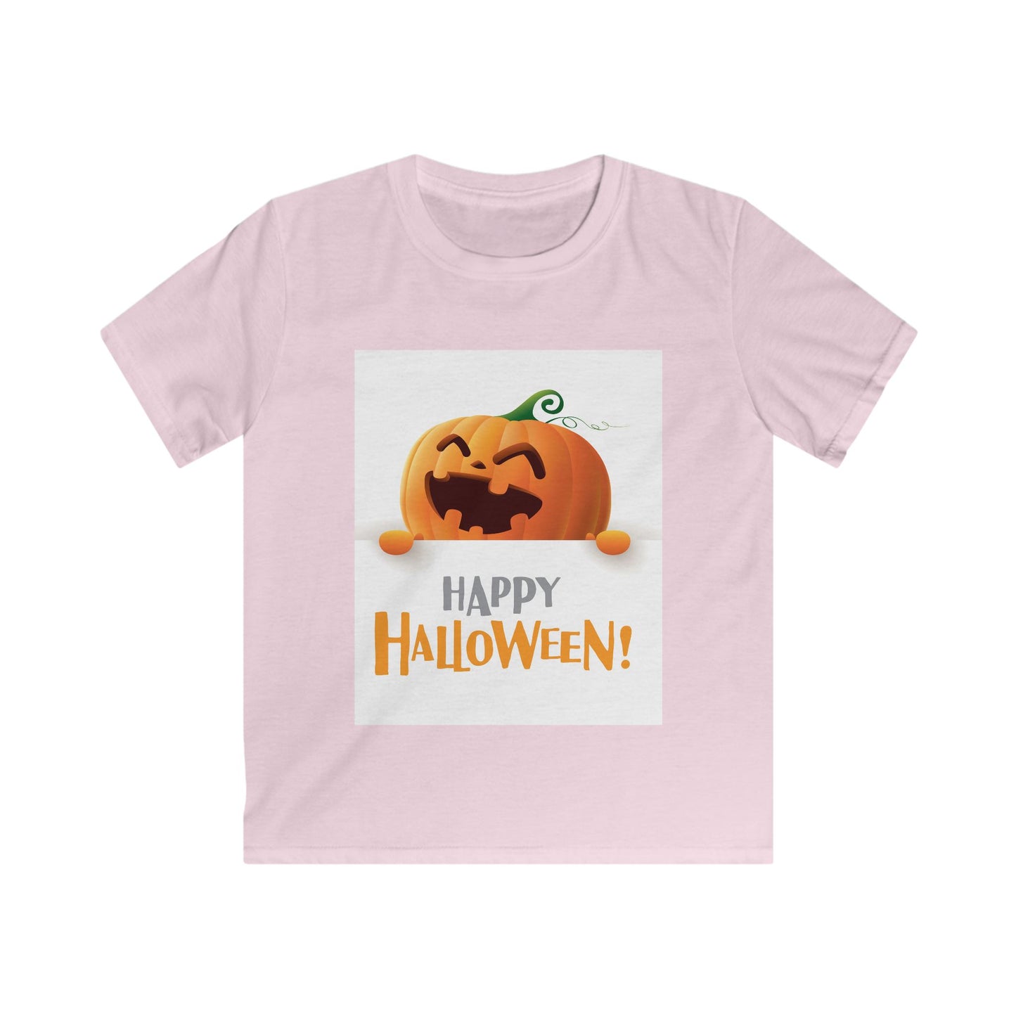 Halloween Kids Softstyle Tee, Fun Pumpkin T-Shirt, Kids Halloween Costume, Trick or Treat Shirt, Spooky Festive Apparel