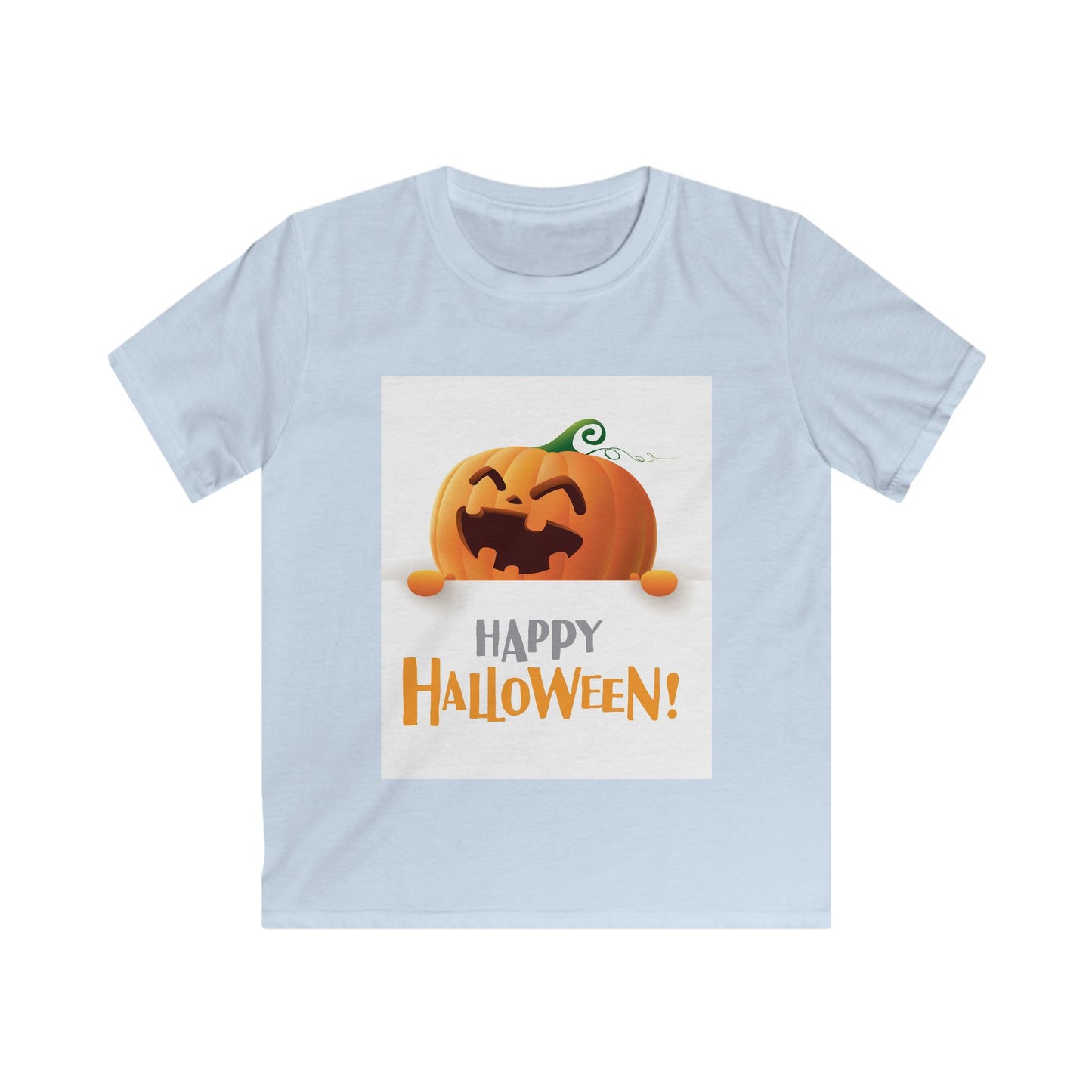 Halloween Kids Softstyle Tee, Fun Pumpkin T-Shirt, Kids Halloween Costume, Trick or Treat Shirt, Spooky Festive Apparel