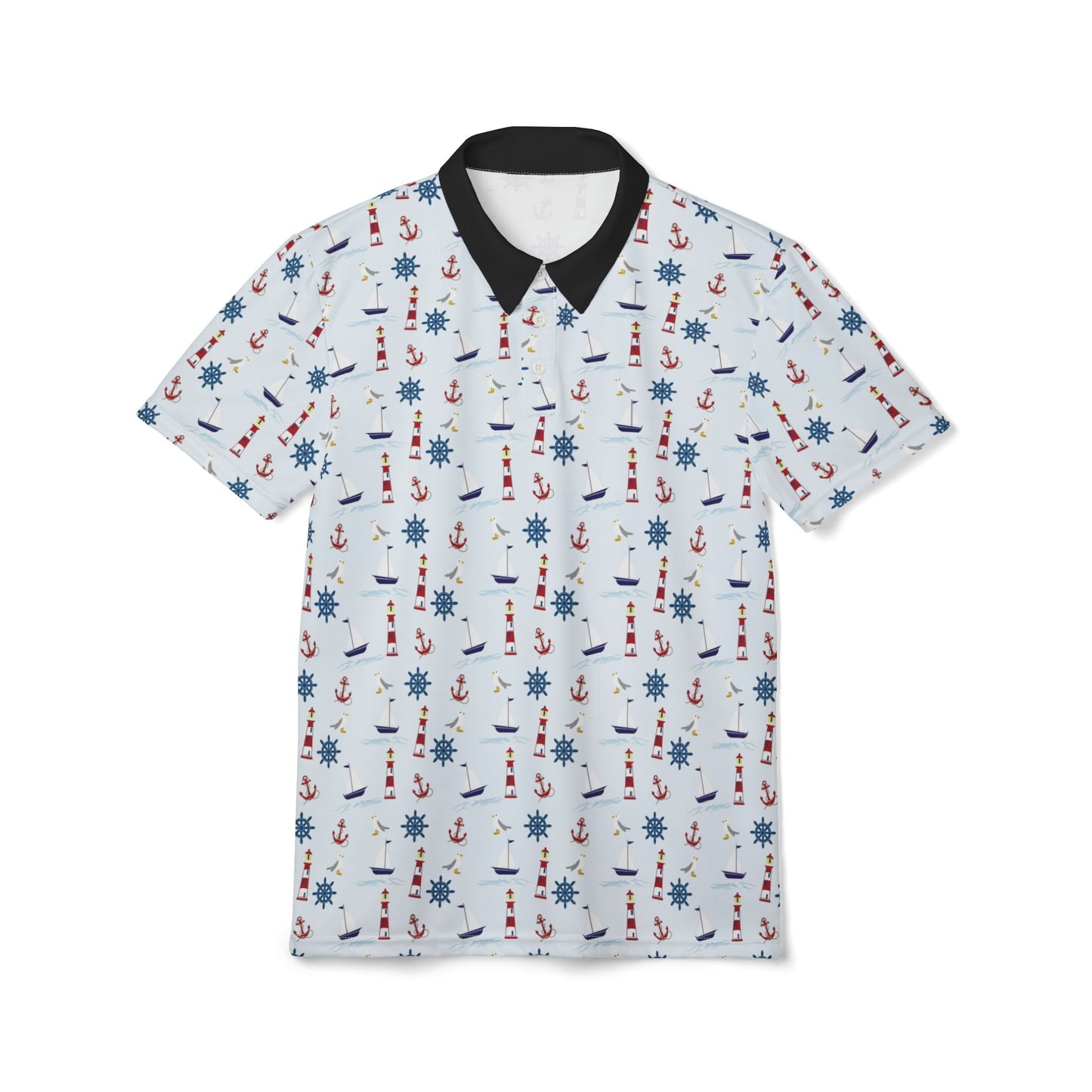 Summer Nautical Unisex Polo Shirt, Beachwear, Vacation Outfit, Casual Style, Gift for Him/Her, Boating Apparel