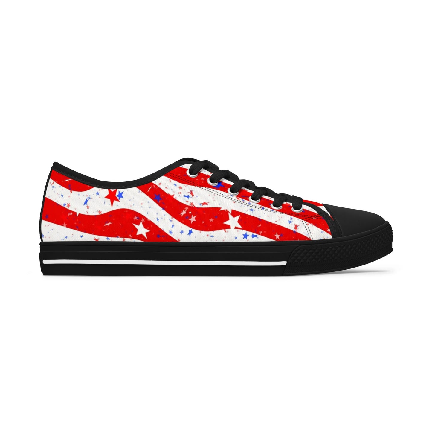 Patriotic Low Top Sneakers for Women, Comfortable Red White Blue Kicks, Ideal for 4th of July, Casual Everyday Wear, Festival Footwear