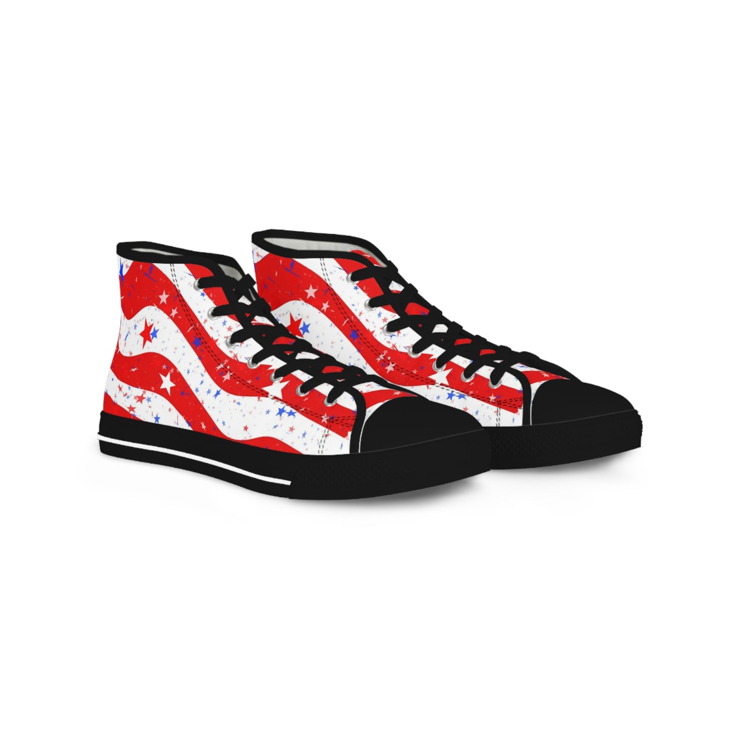 Patriotic High Top Sneakers | Independence Day Footwear, 4th of July Shoes, Red White Blue Sneakers, Summer Style, Casual Sneakers