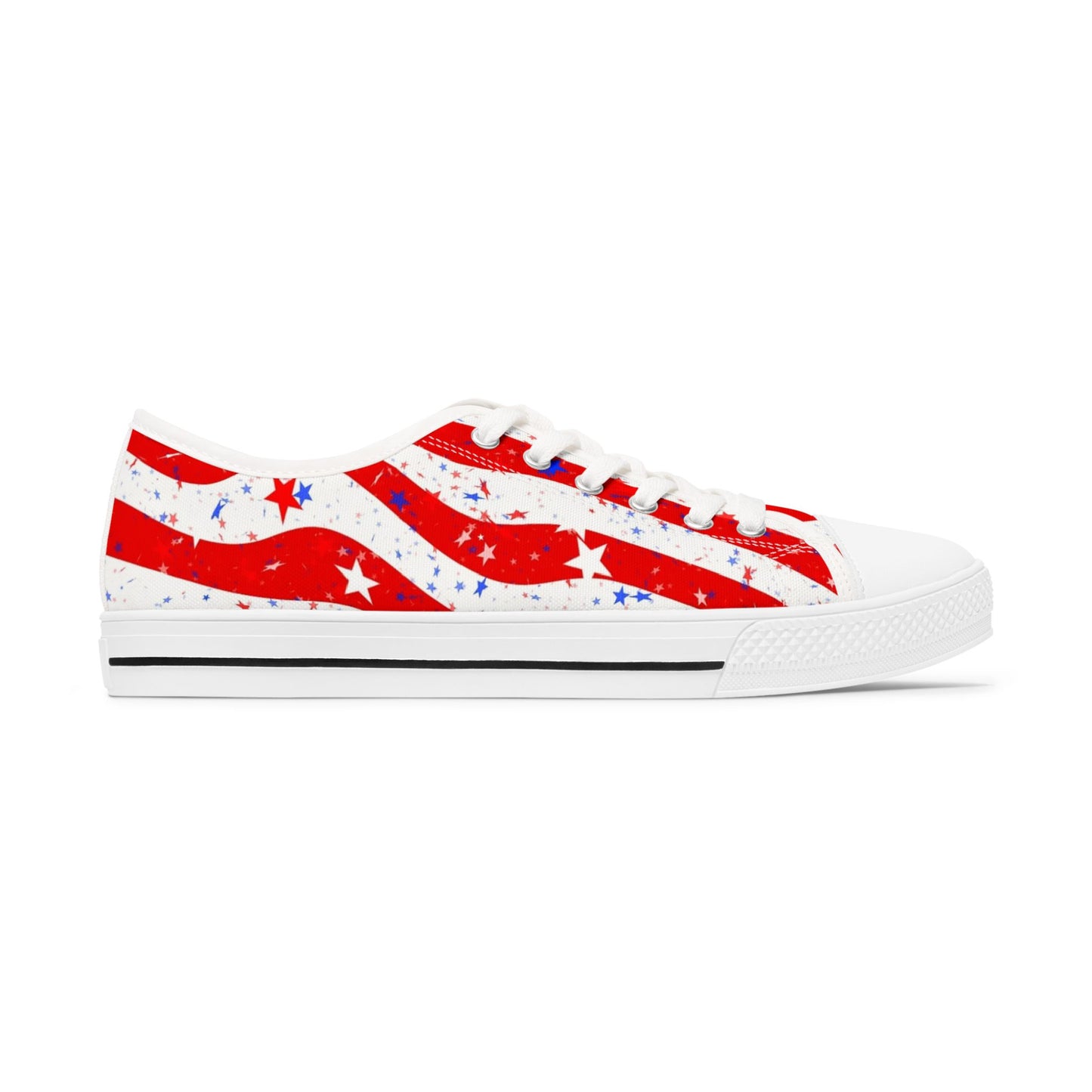 Patriotic Low Top Sneakers for Women, Comfortable Red White Blue Kicks, Ideal for 4th of July, Casual Everyday Wear, Festival Footwear