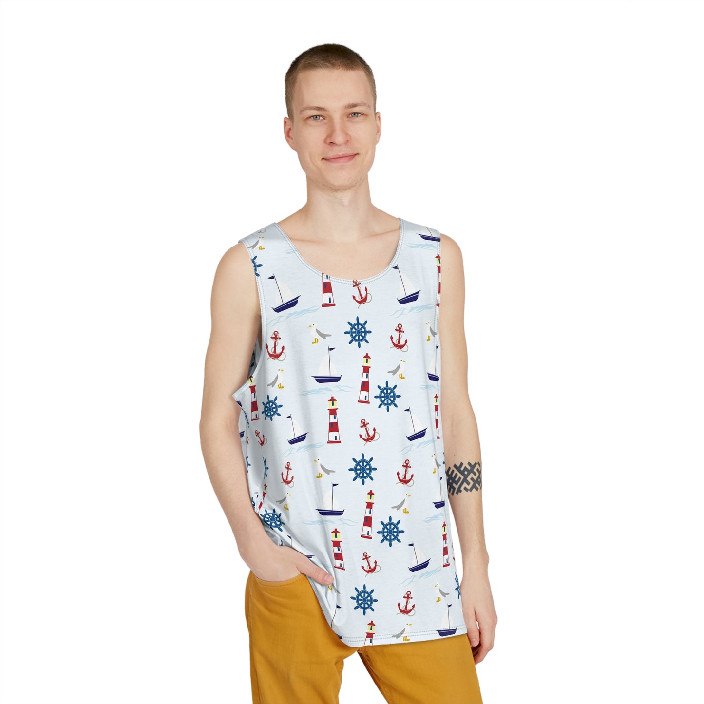 Nautical Men's Tank Top, Summer Style, Beachwear, Casual Outfit, Vacation Essential, Boat Lover Gift