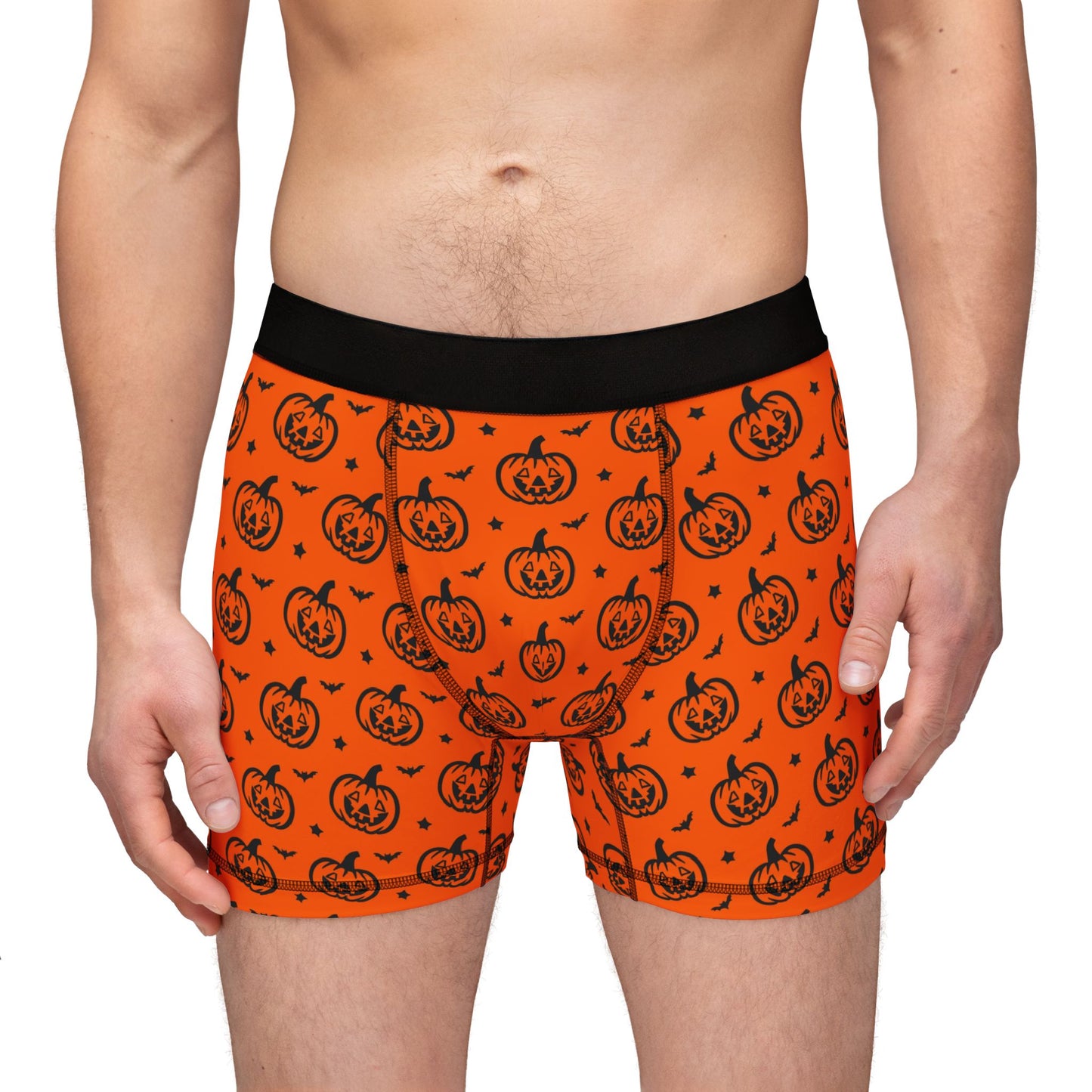 Halloween Pumpkin Men's Boxers, Spooky Underwear, Holiday Gift, Gift for Him, Fun Boxers, AOP Boxer Shorts